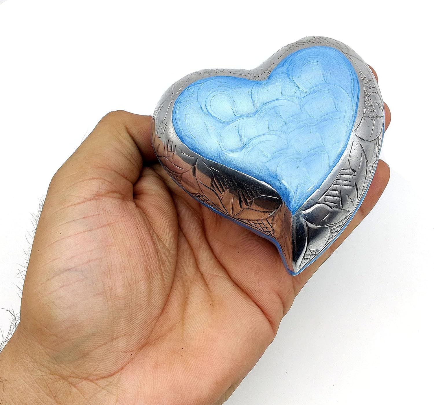 Sky Blue Heart Cremation Urn - Mini Ash Urn for Memorial Keepsake