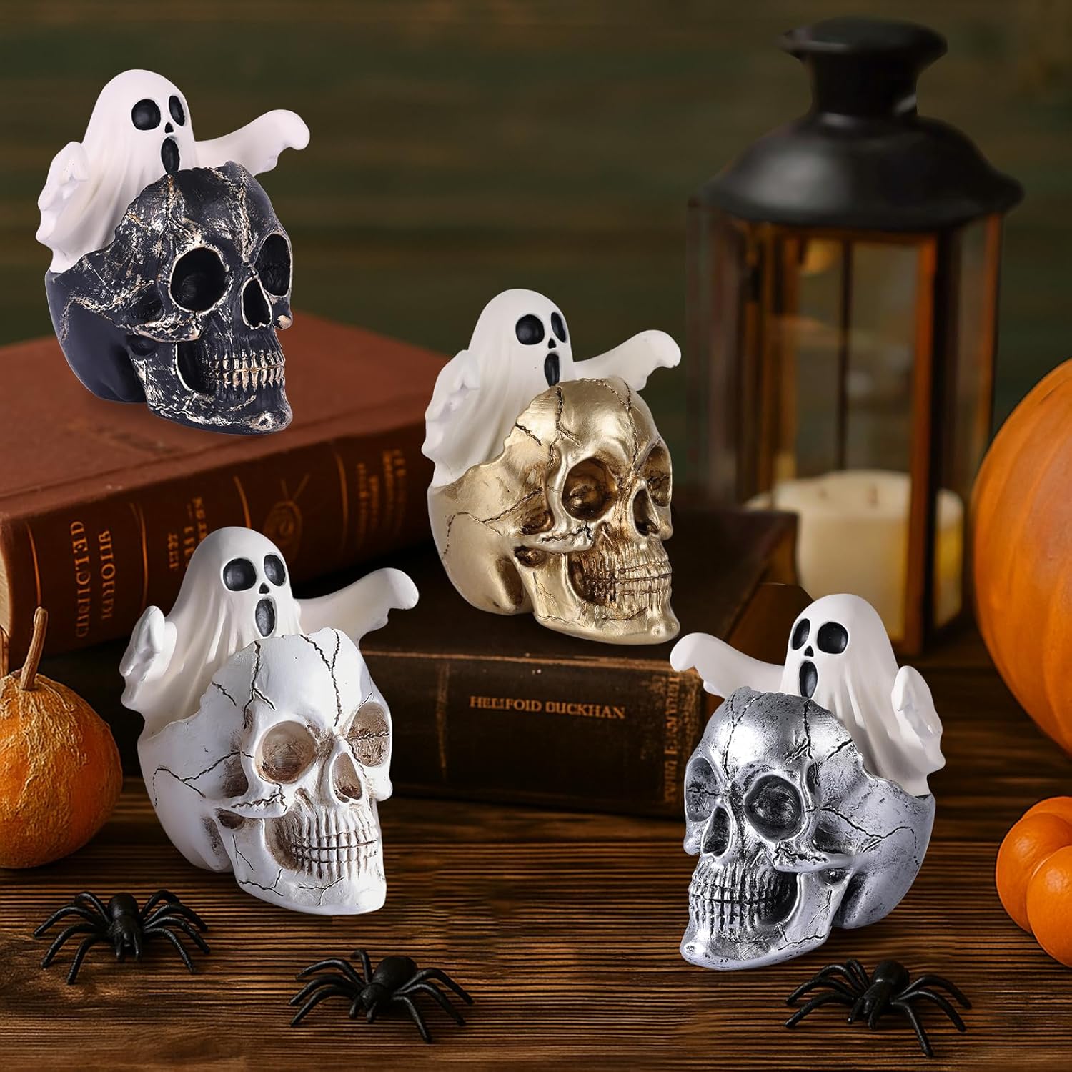LCCCK Mini Skull with Ghost Halloween Decor Figure