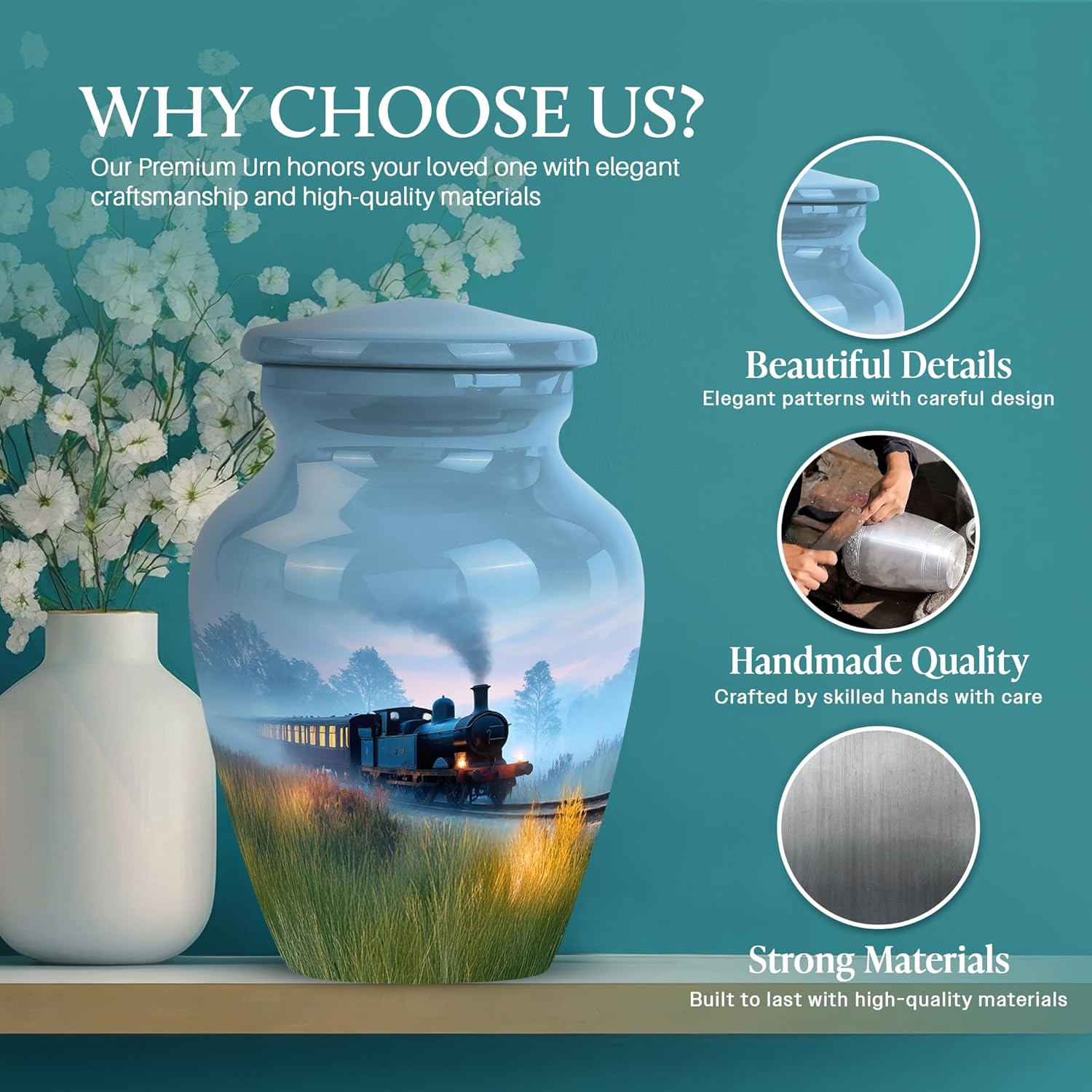 Train Miniature Burial Urns for Human Ashes - Pack of 2