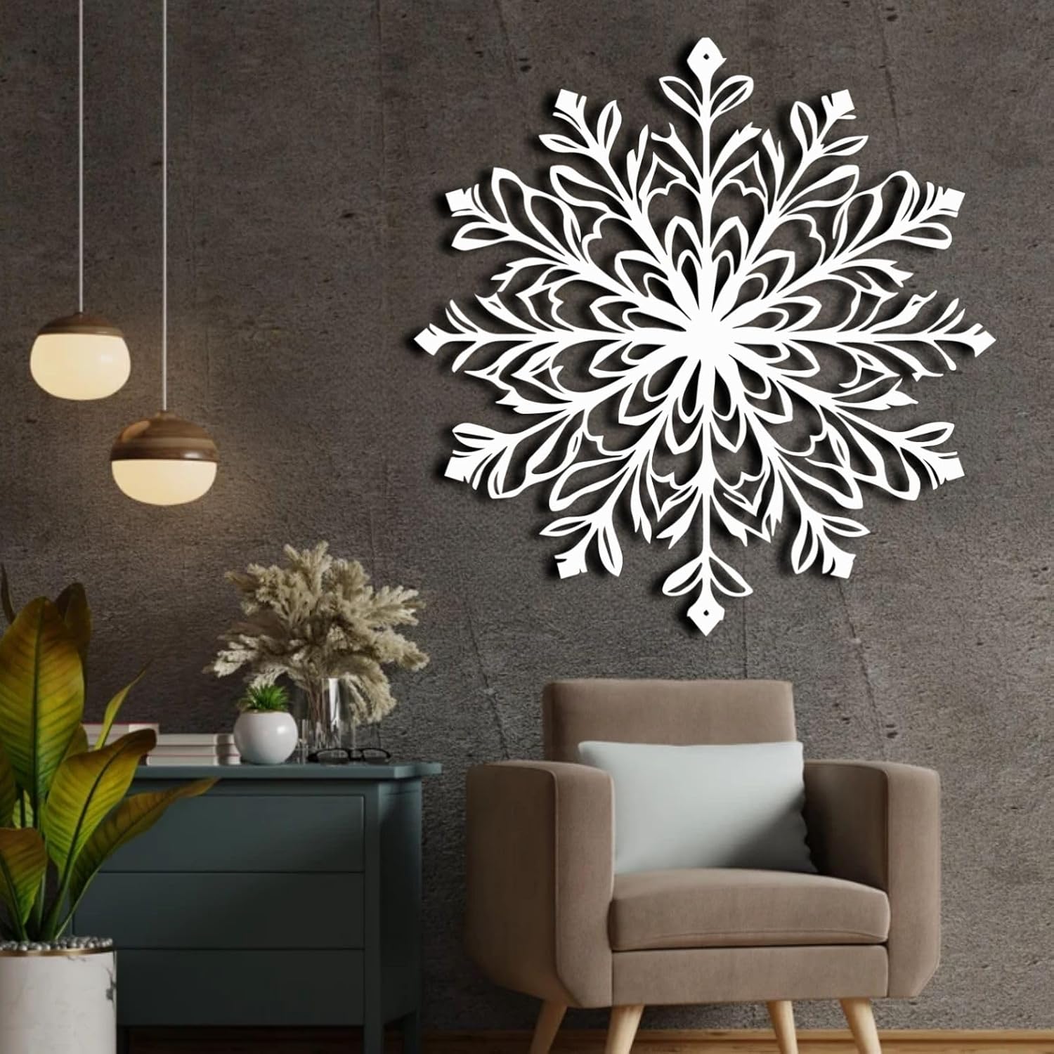 ENJOYOO Snowflake Metal Wall Art Decor 24x24in