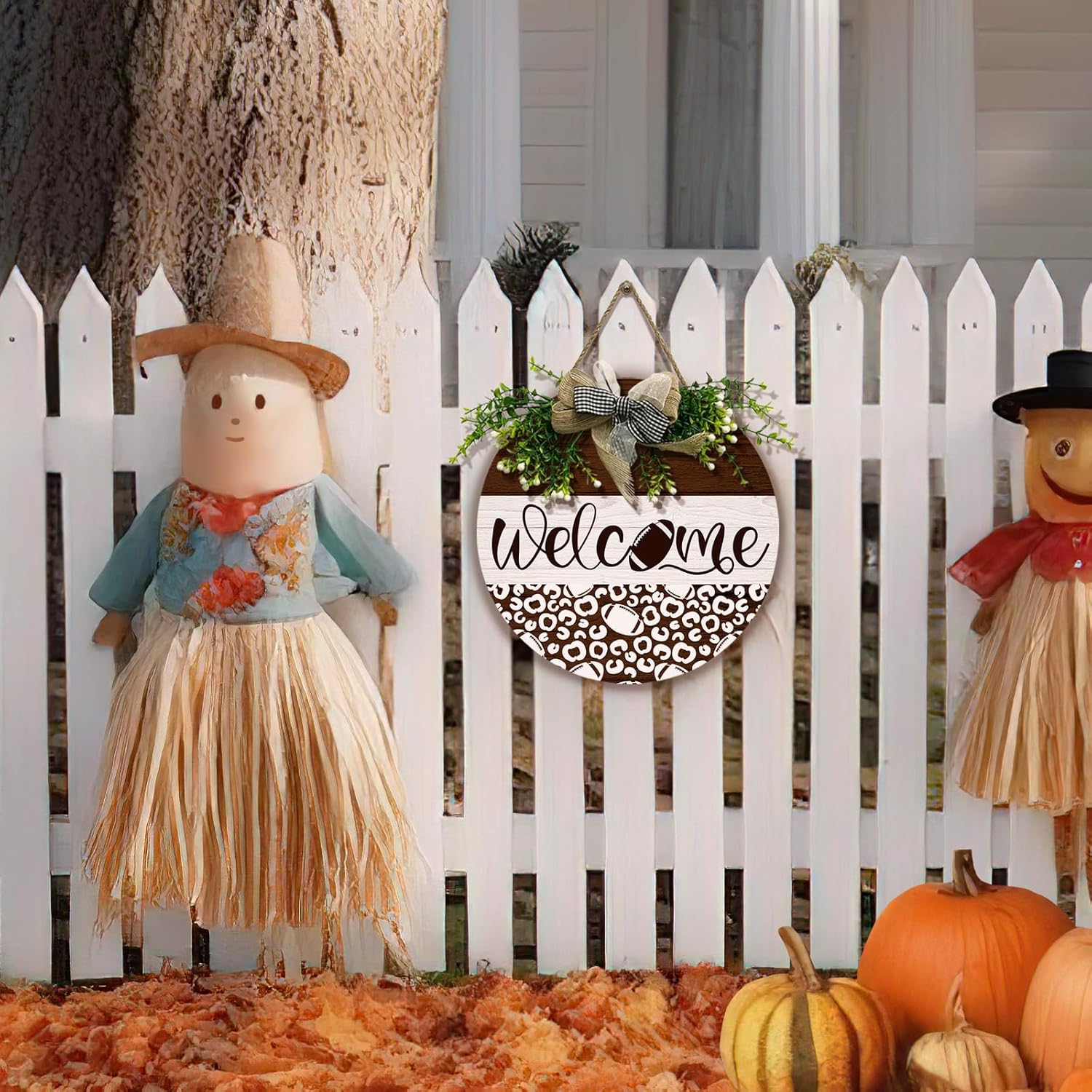 Wooden Football Welcome Sign 12x12 Inches