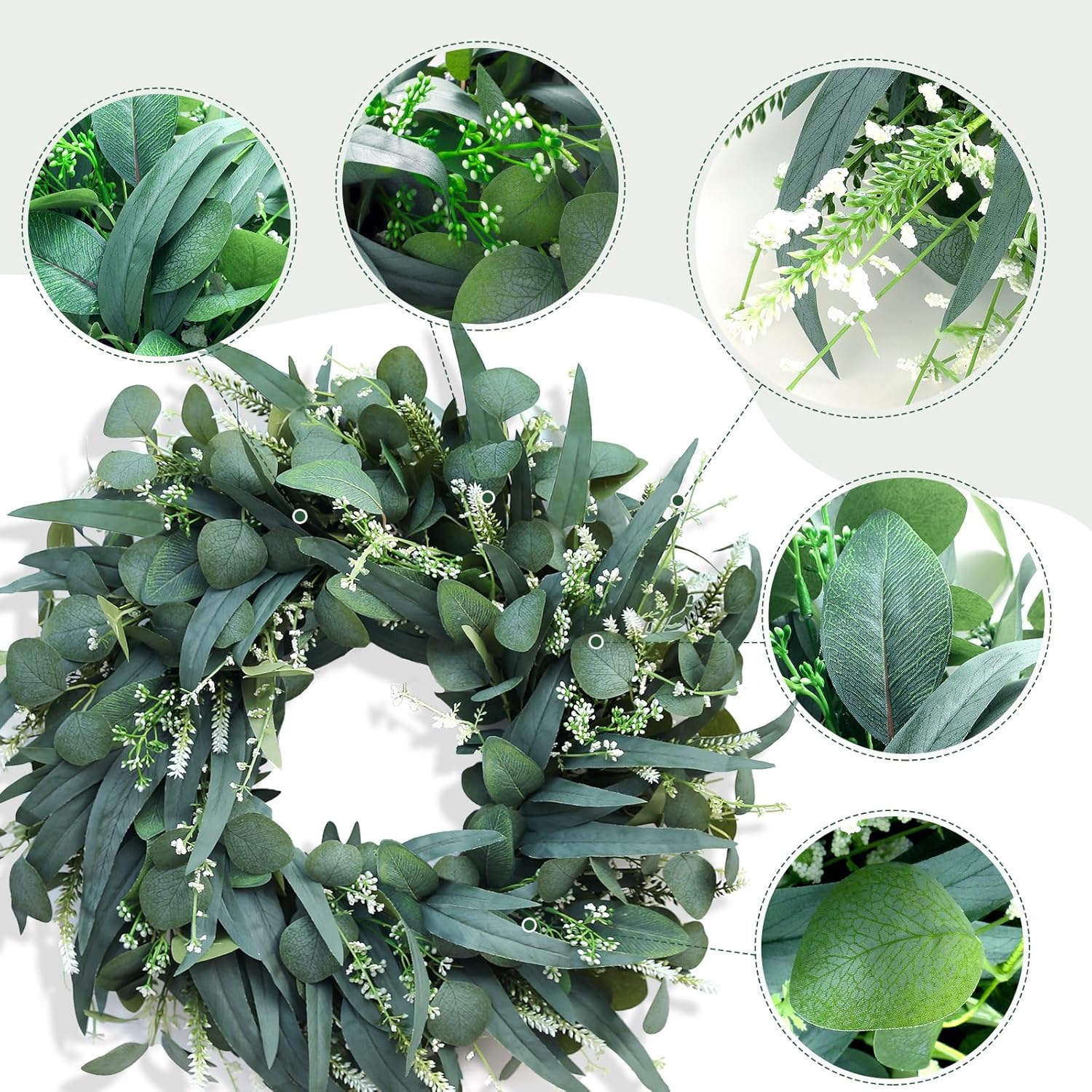 24-26 Inch Eucalyptus Wreath for Front Door and Wall