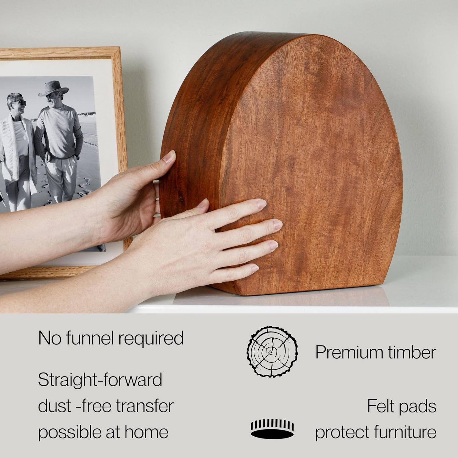 Kinswoman Premium Wooden Urn for Ashes 250 Cubic Inches