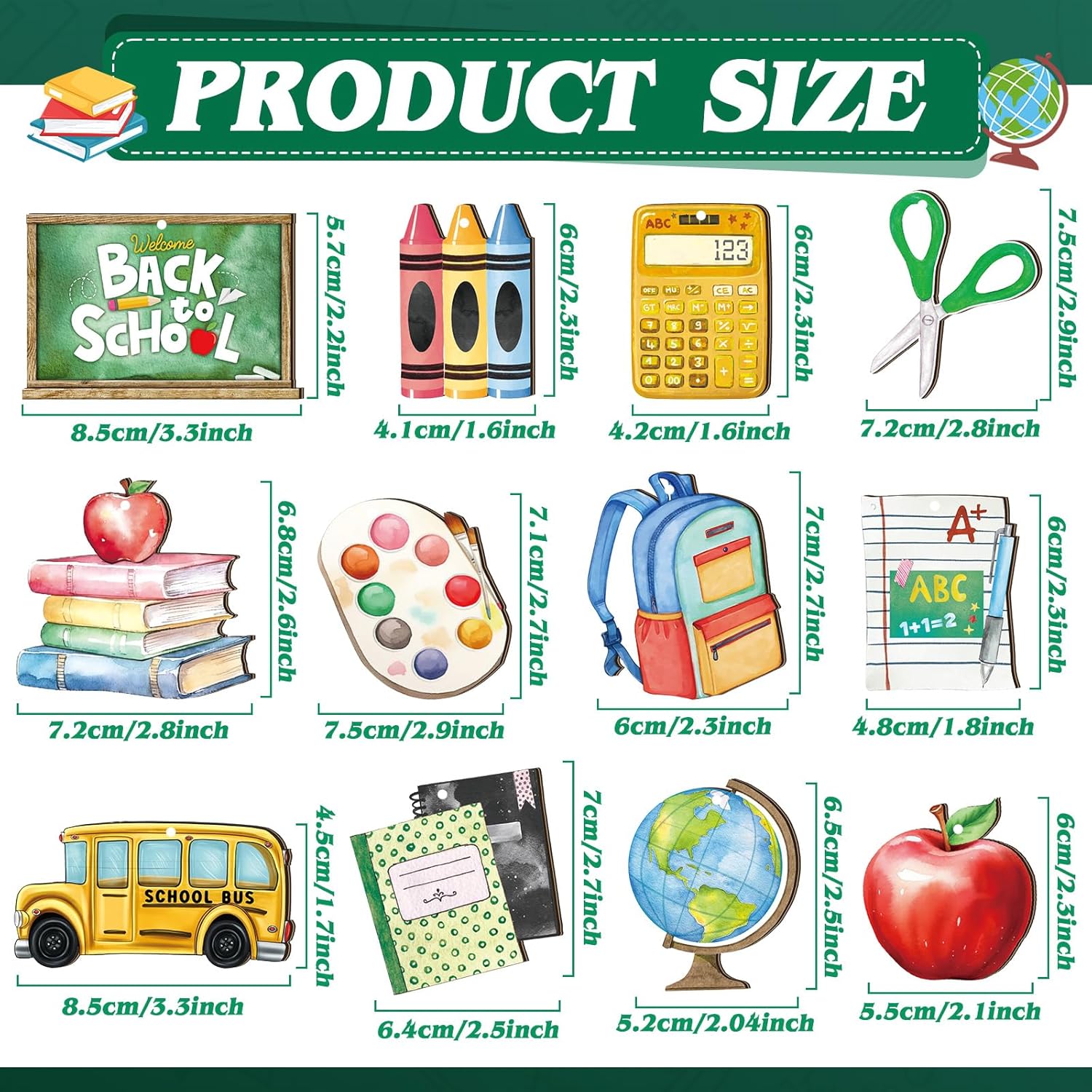 36 Pcs Back to School Wooden Hanging Ornaments