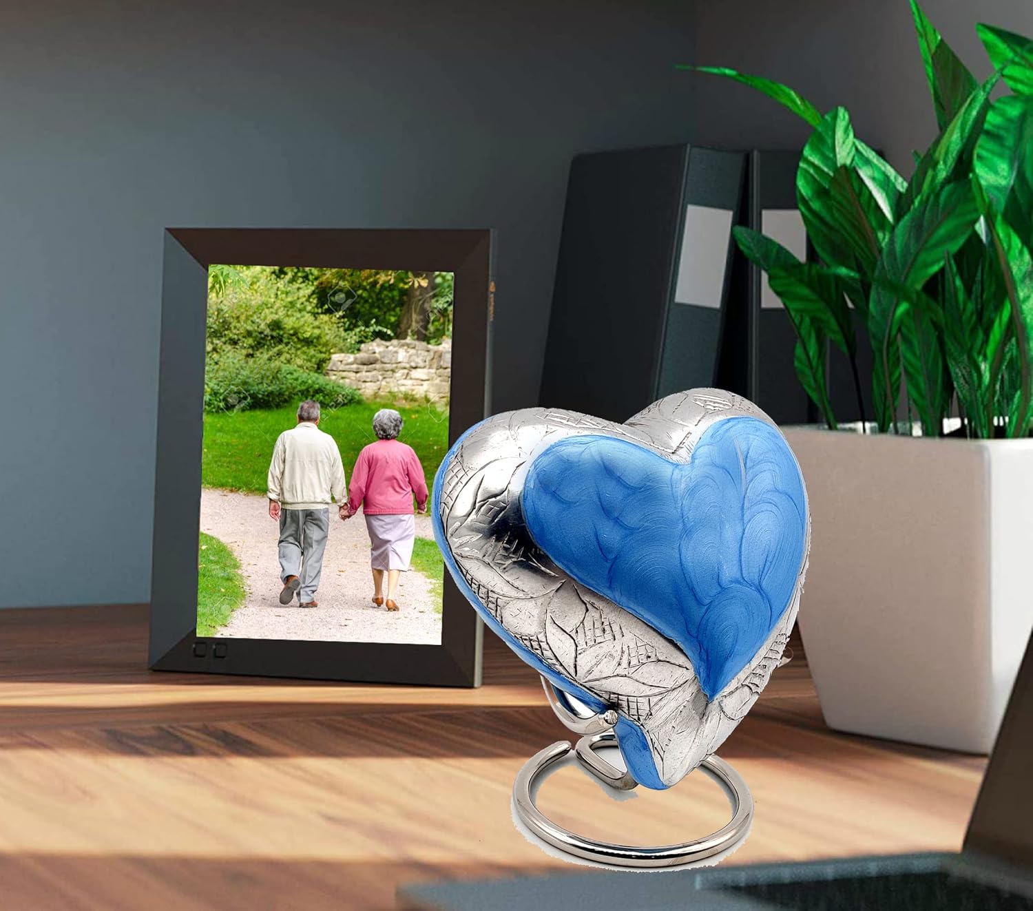 Sky Blue Heart Cremation Urn - Mini Ash Urn for Memorial Keepsake