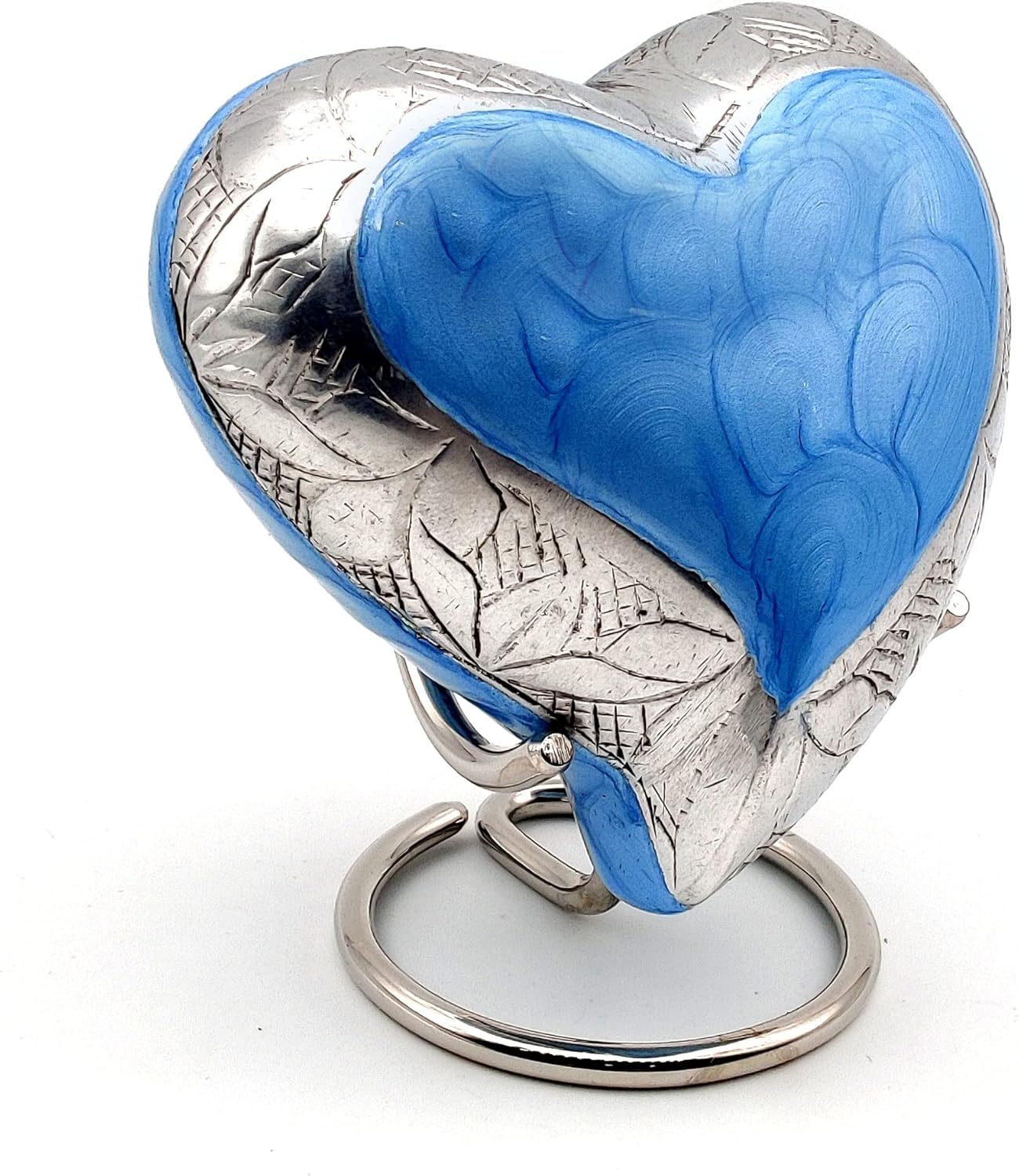 Sky Blue Heart Cremation Urn - Mini Ash Urn for Memorial Keepsake