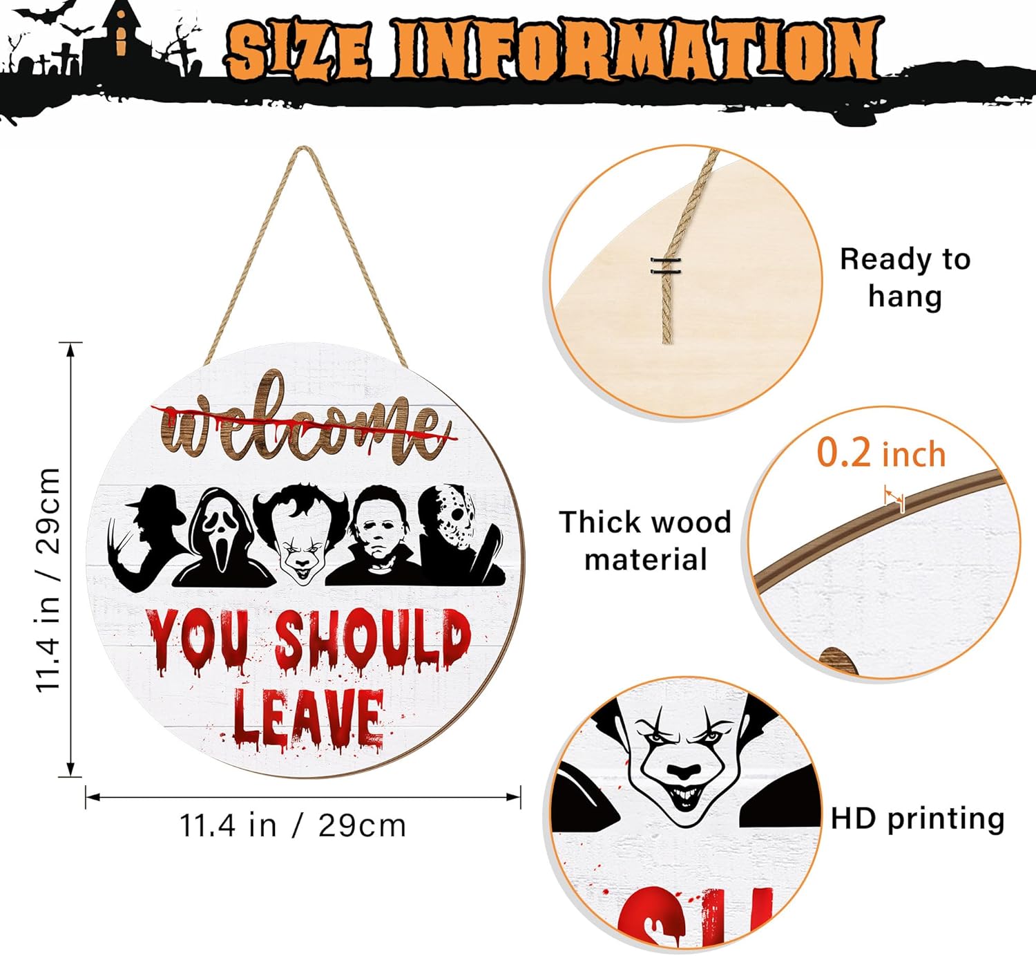 Welcome You Should Leave Halloween Door Sign