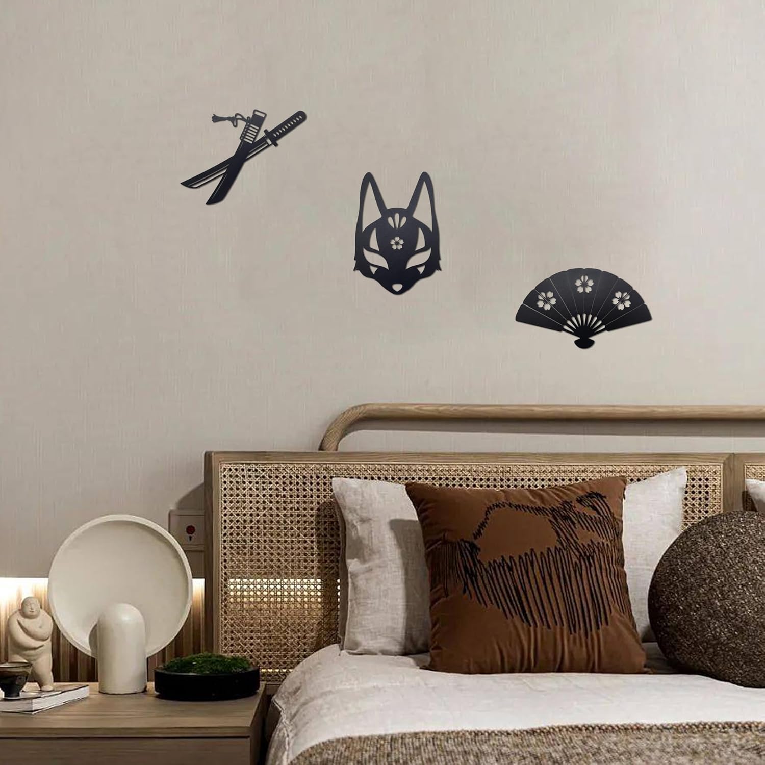 Vausart Japanese Wall Decor Set 3pcs Matte Black