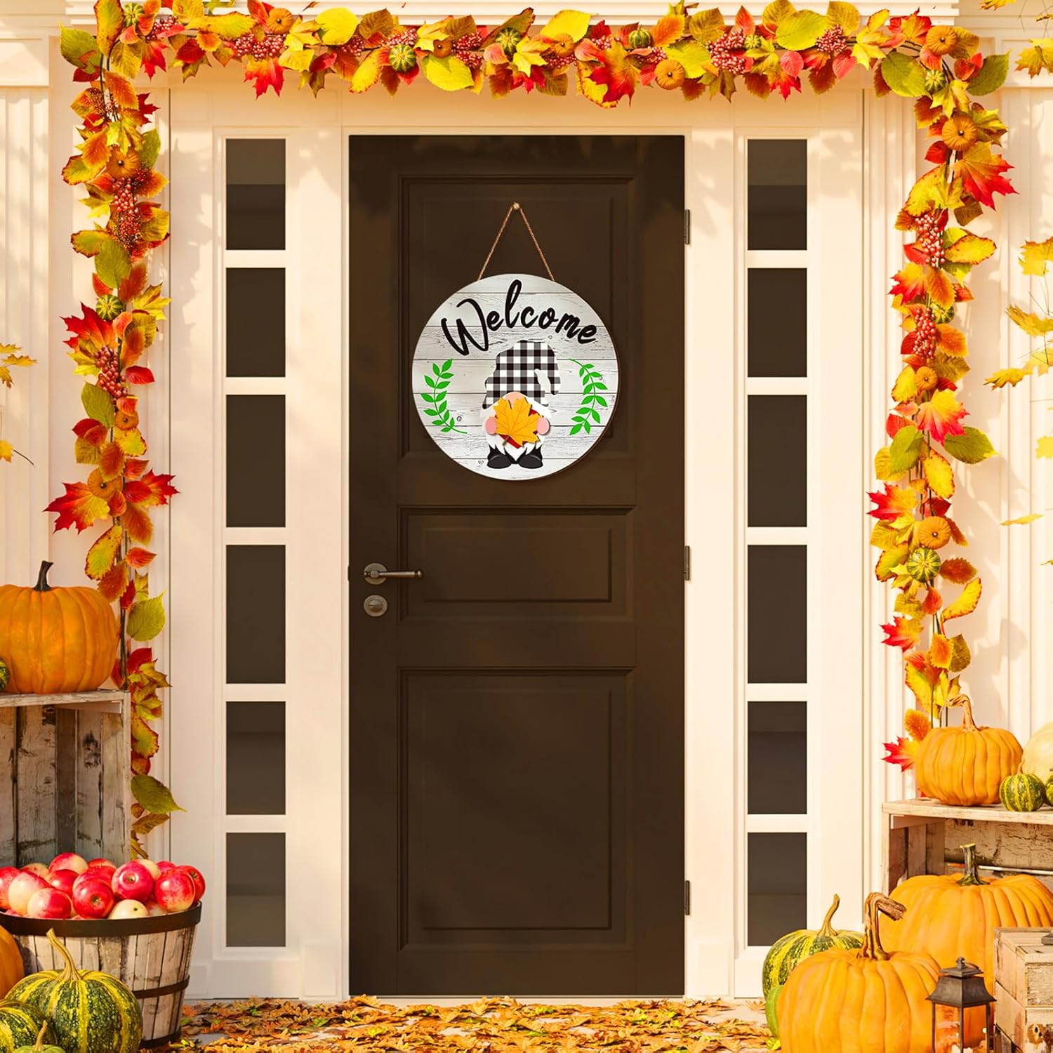 Geetery 12 Inch Decorative Welcome Sign with Interchangeable Holiday Symbols