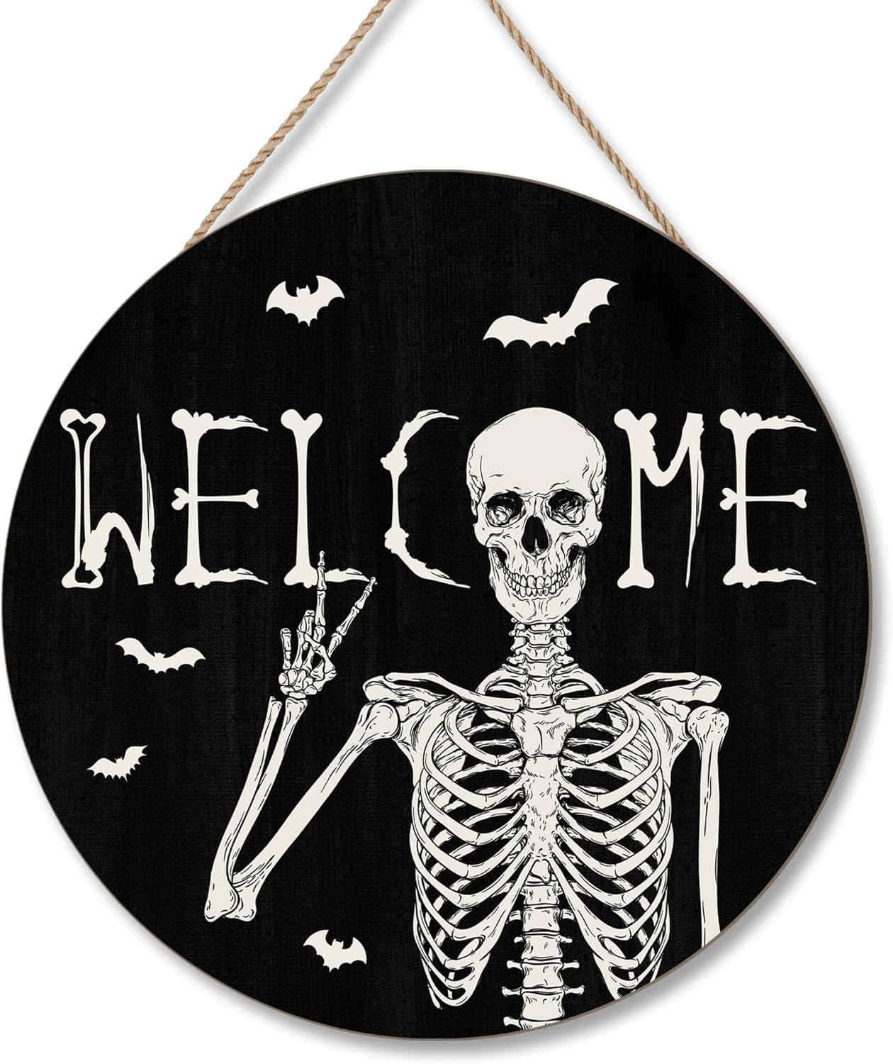 Halloween Skull Welcome Door Sign Decor
