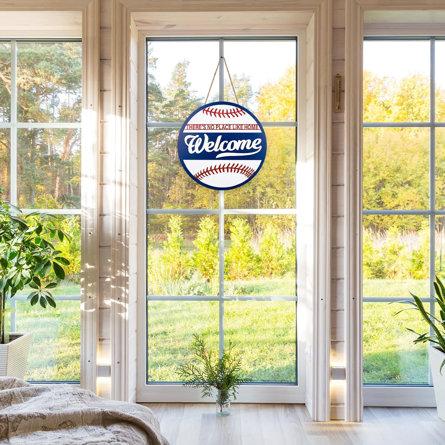 3D Baseball Welcome Door Sign Wooden Hanging Decor