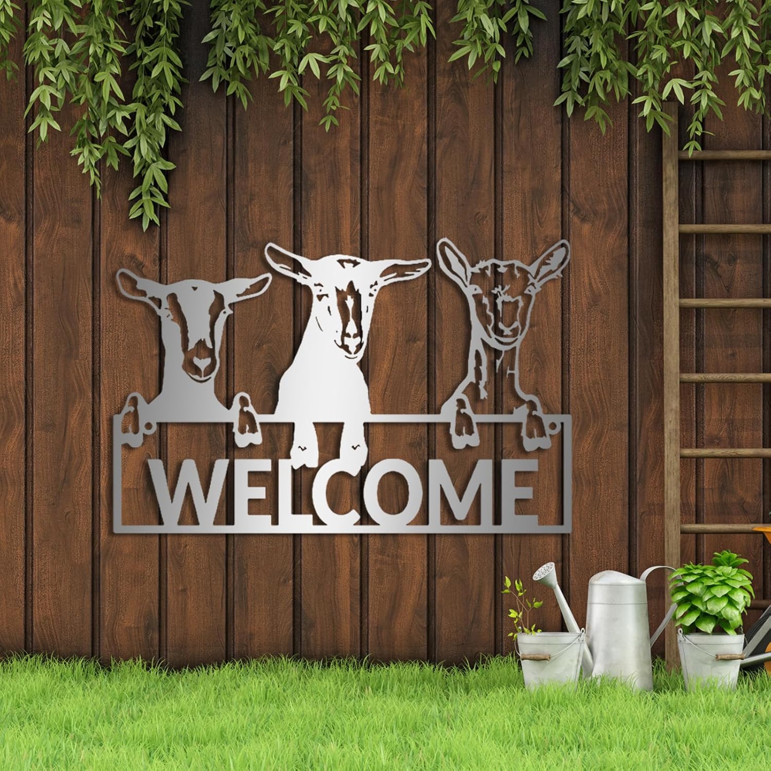 Farmhouse Wall Decor - Metal Goat Art 30x19in Gold Wall Sculpture