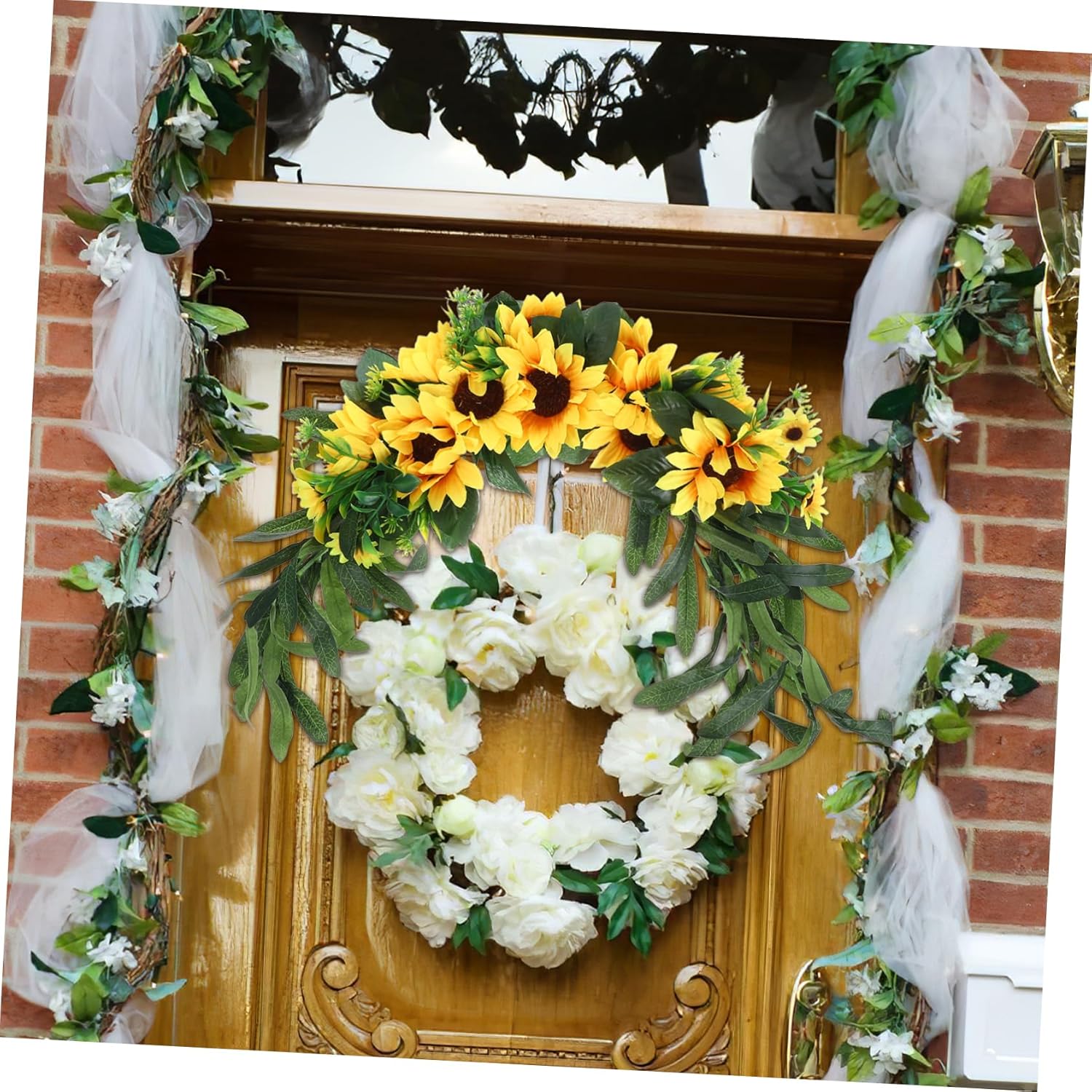 Sunflower Swag Door Knocker Artificial Flower Wall Hanging Decor