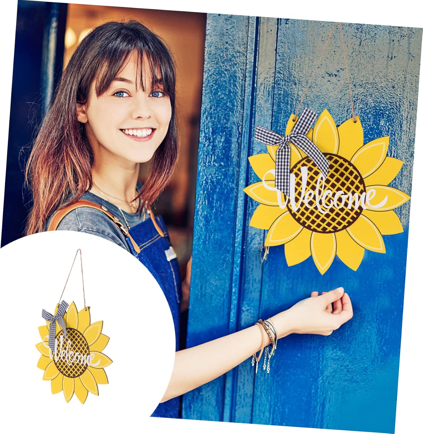 Sunflower Door Welcome Sign Decorative Wall Hanging