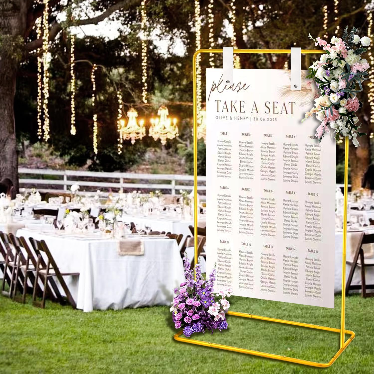 Wedding Welcome Sign Stand - Adjustable Gold Easel for Events