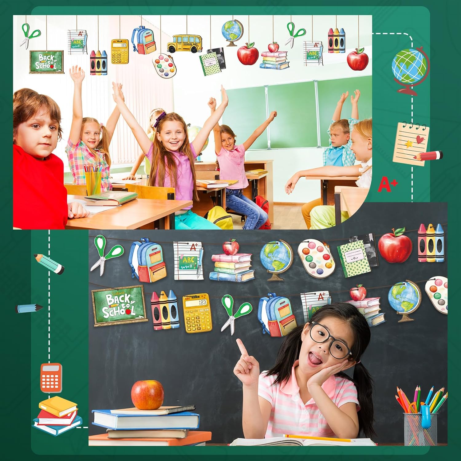 36 Pcs Back to School Wooden Hanging Ornaments