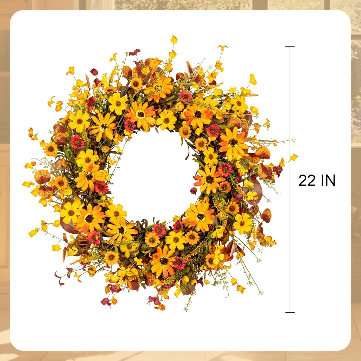 VioletEverGarden 22 Inch Fall Wreath with Berries and Eucalyptus Leaves
