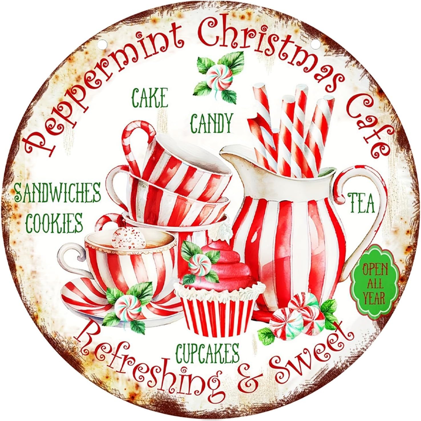 Wooden Christmas Welcome Door Wreath Sign