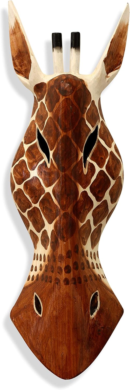 G6 Collection Wooden Tribal Giraffe Wall Plaque