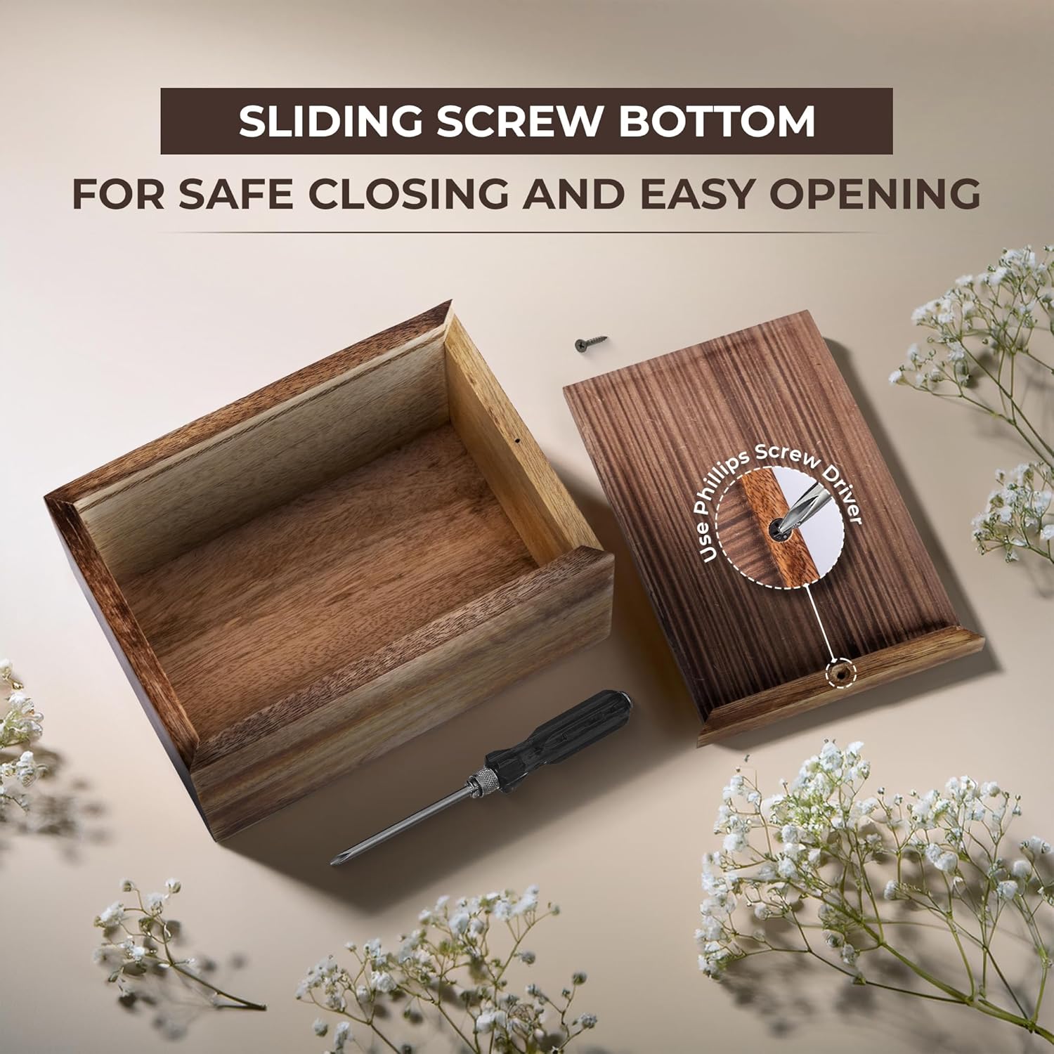 Mango Wood Cremation Urn with Deer Engraving