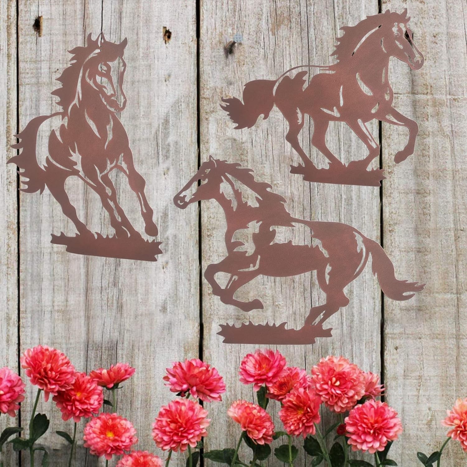 Rustic Metal Horse Wall Art Decor 3 Pack