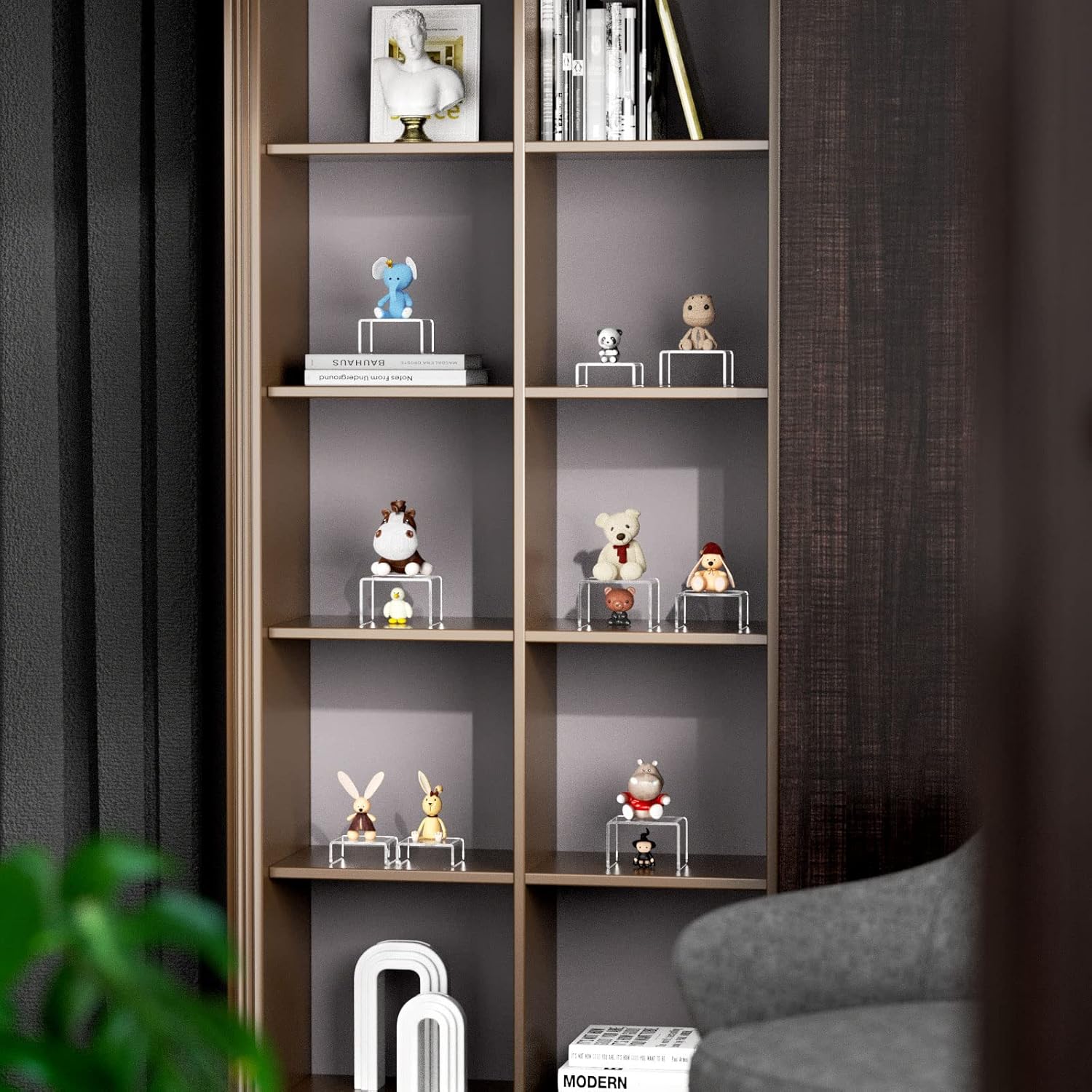 NIUBEE Acrylic Display Riser Stands 2 Sets 3 Steps