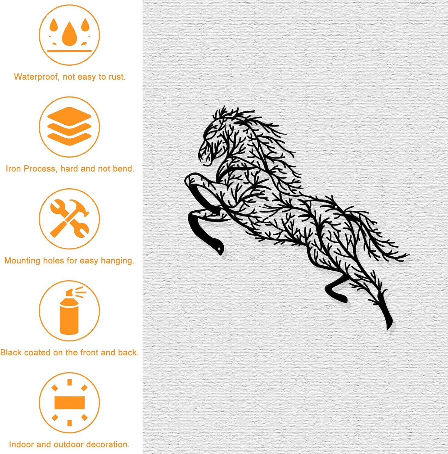 Nbeads Horse Metal Wall Art Decor Tree Branch Silhouette