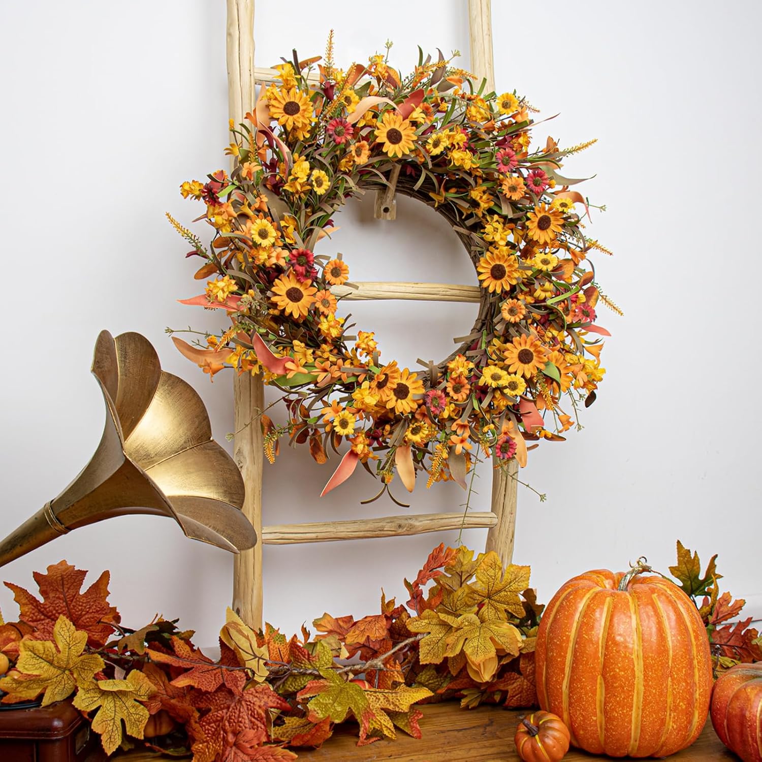 JFLORU 22 Inch Artificial Fall Wreath
