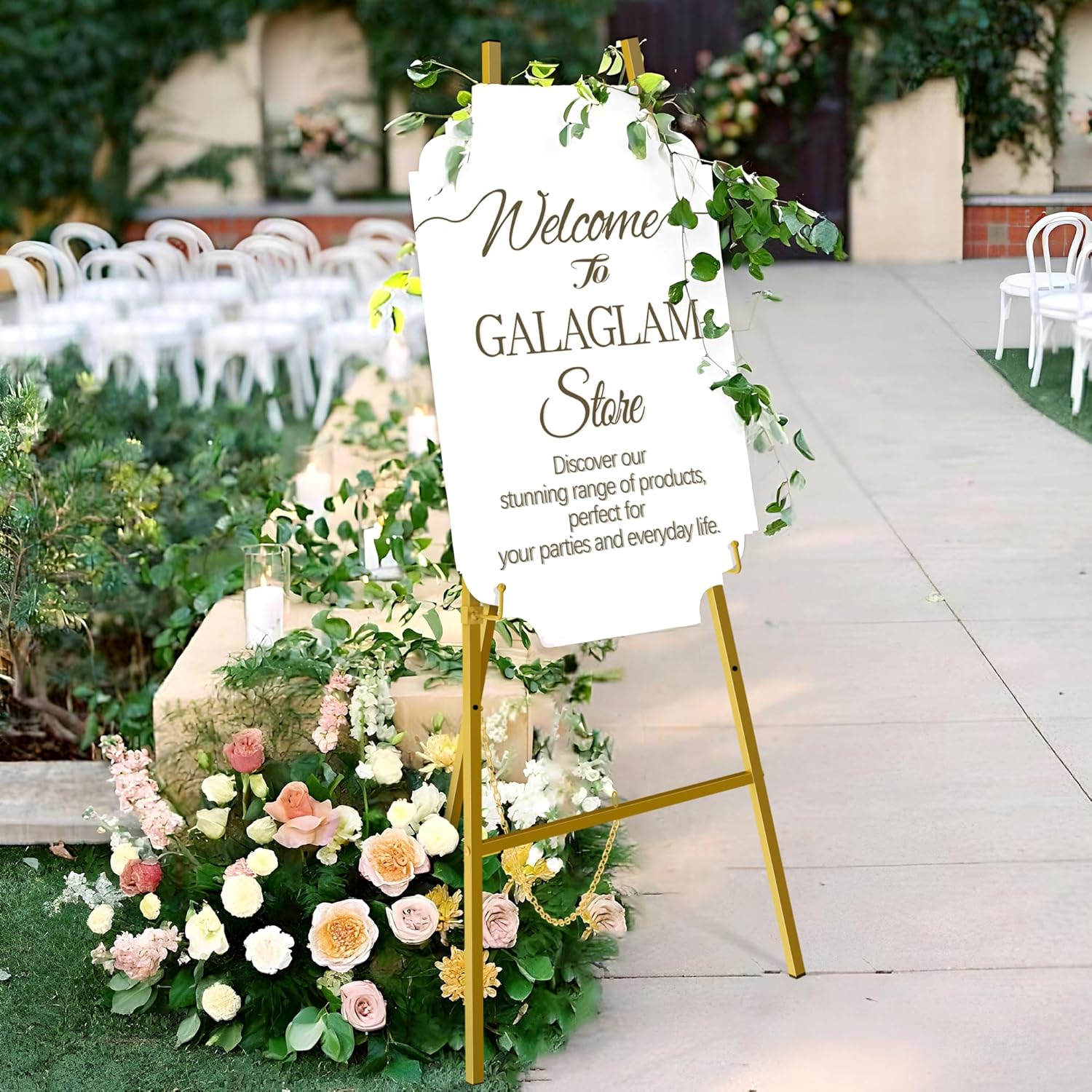 GALAGLAM Gold Easel Stand 57 Inch Adjustable 4 Tier