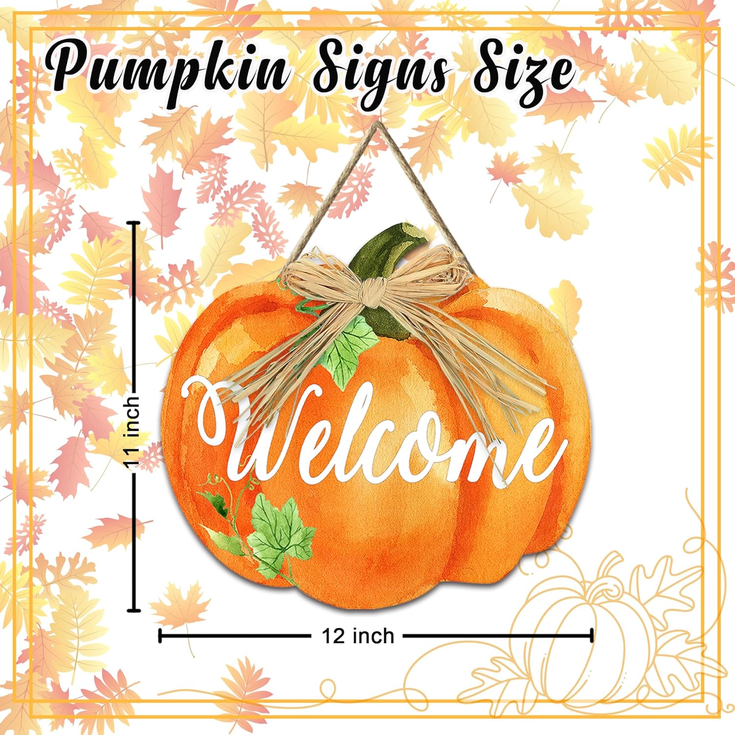 Wooden Pumpkin Welcome Door Sign 12x106 Inches