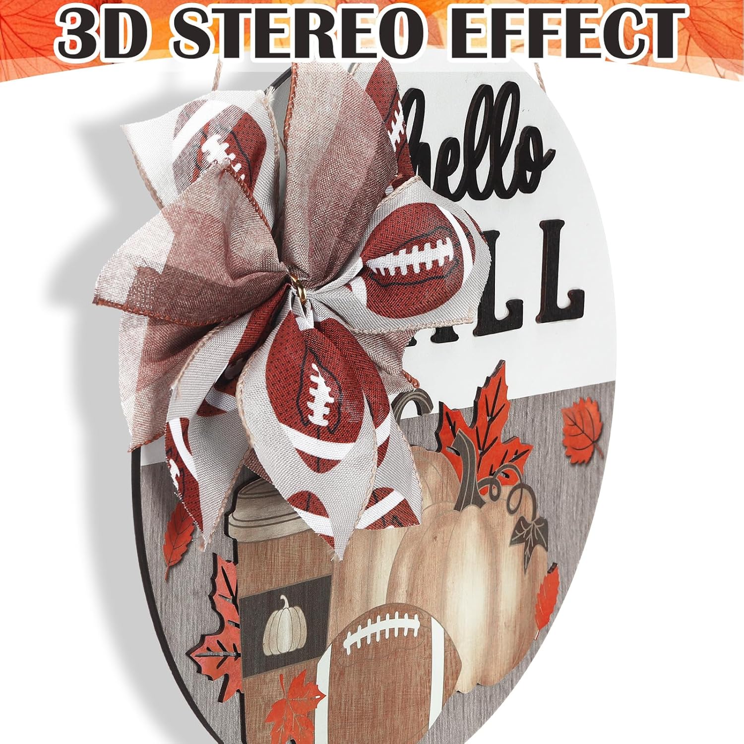 Yousoontic Fall Door Sign with Football Bow