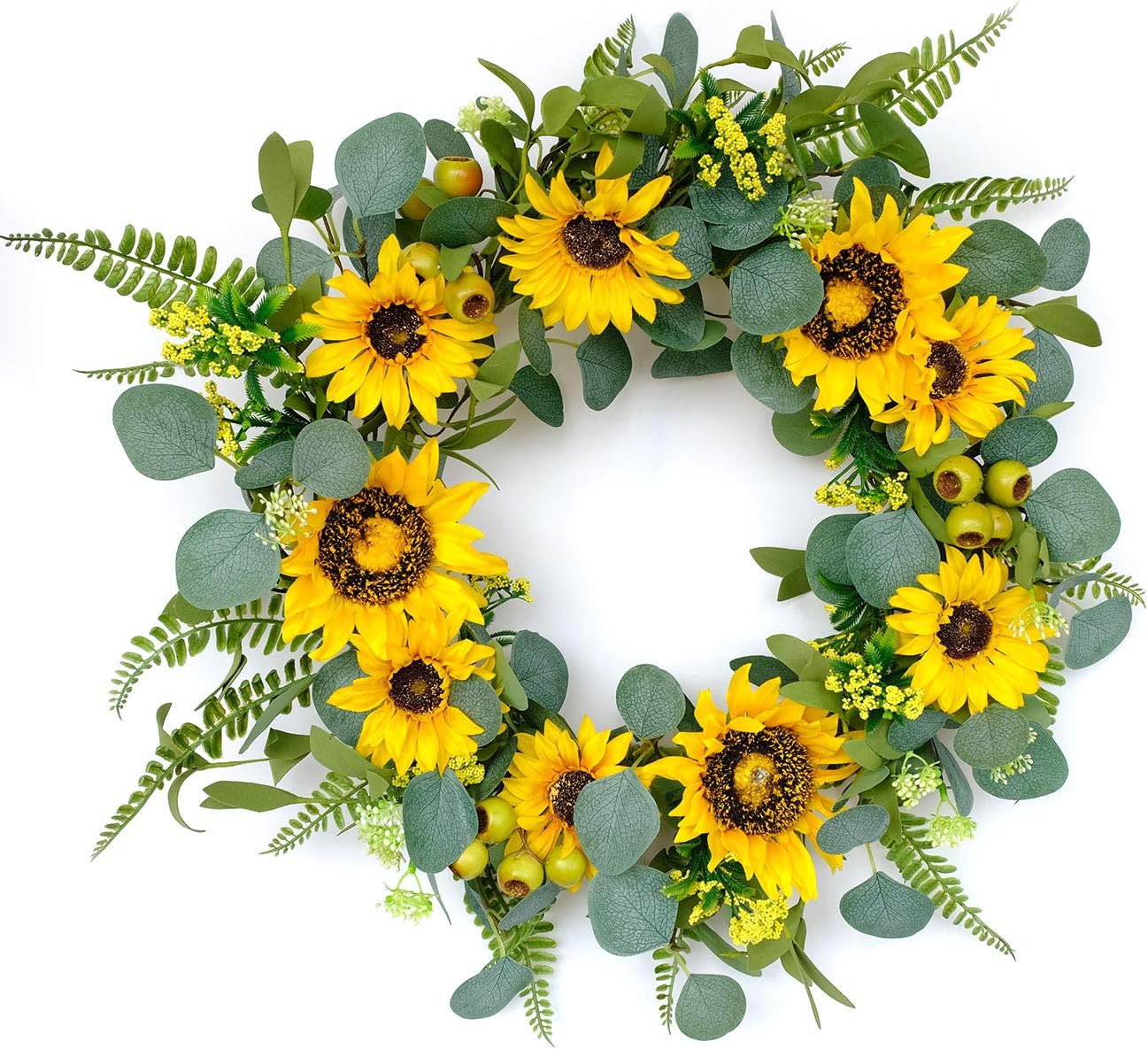 Idyllic 18 Inch Artificial Sunflower Wreath