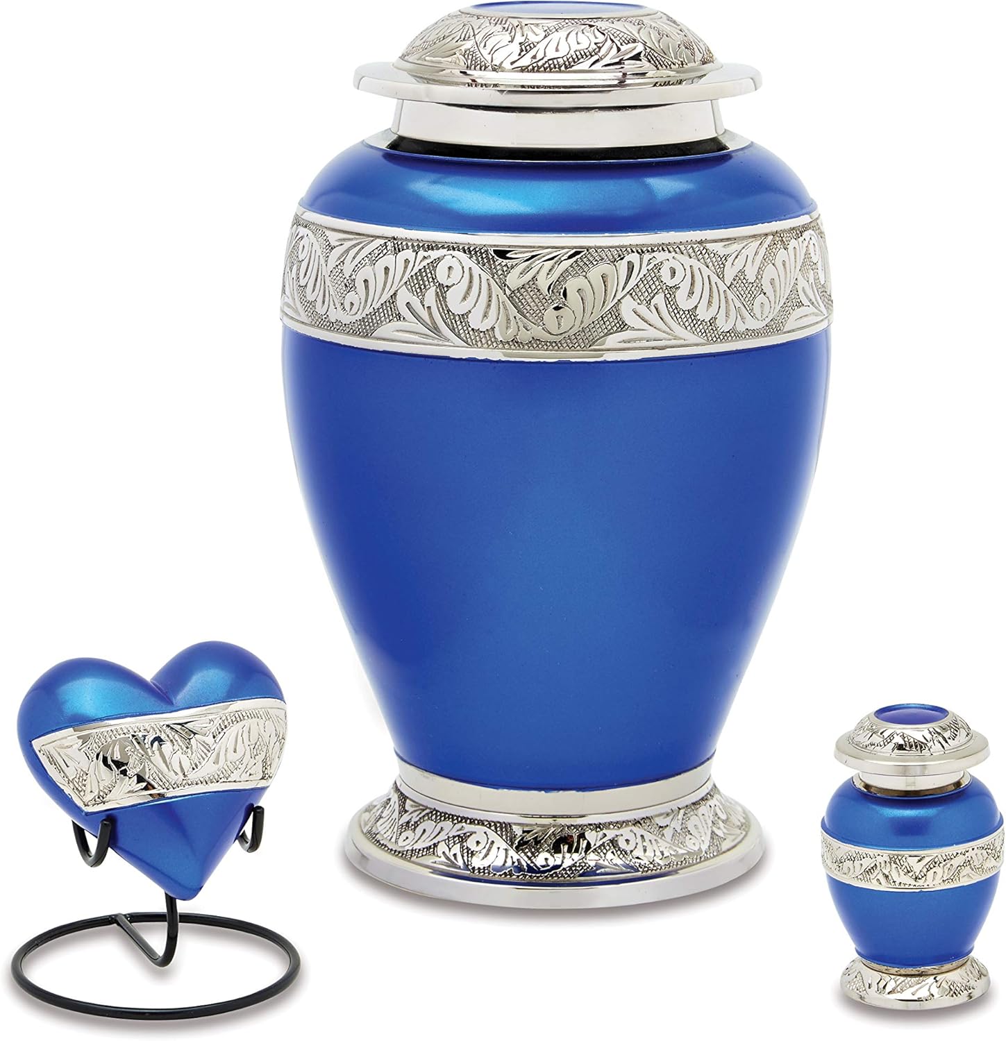 Berkshire Silver Blue Decorative Urns Set