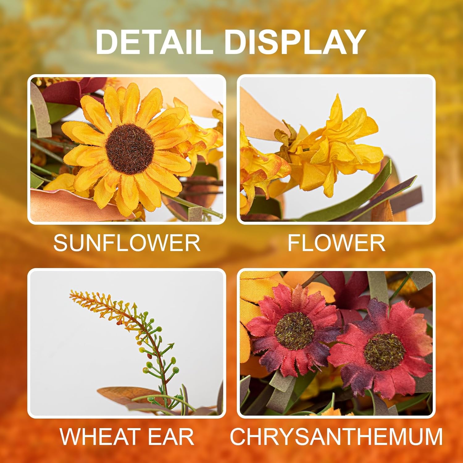 JFLORU 22 Inch Artificial Fall Wreath