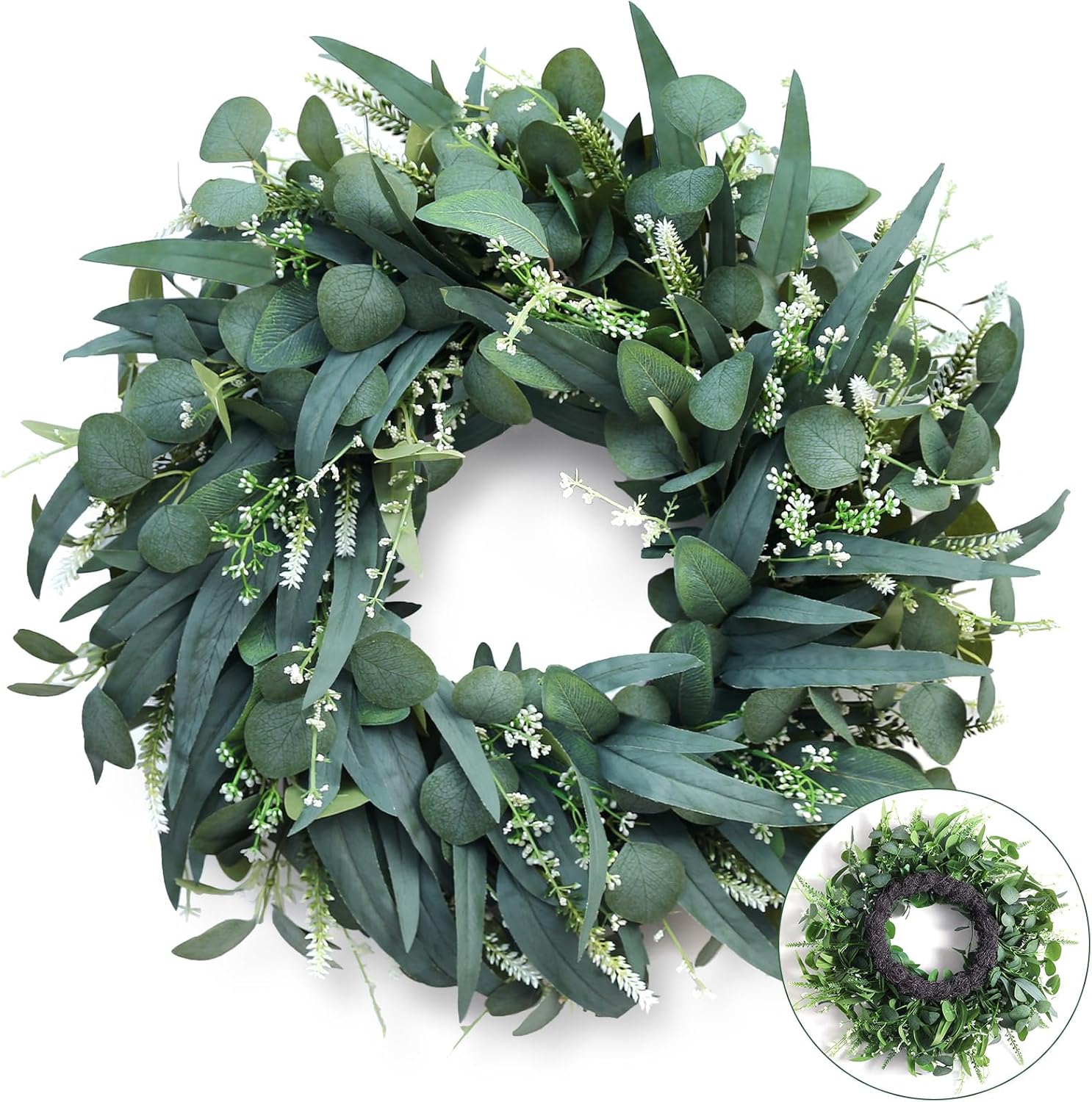 24-26 Inch Eucalyptus Wreath for Front Door and Wall
