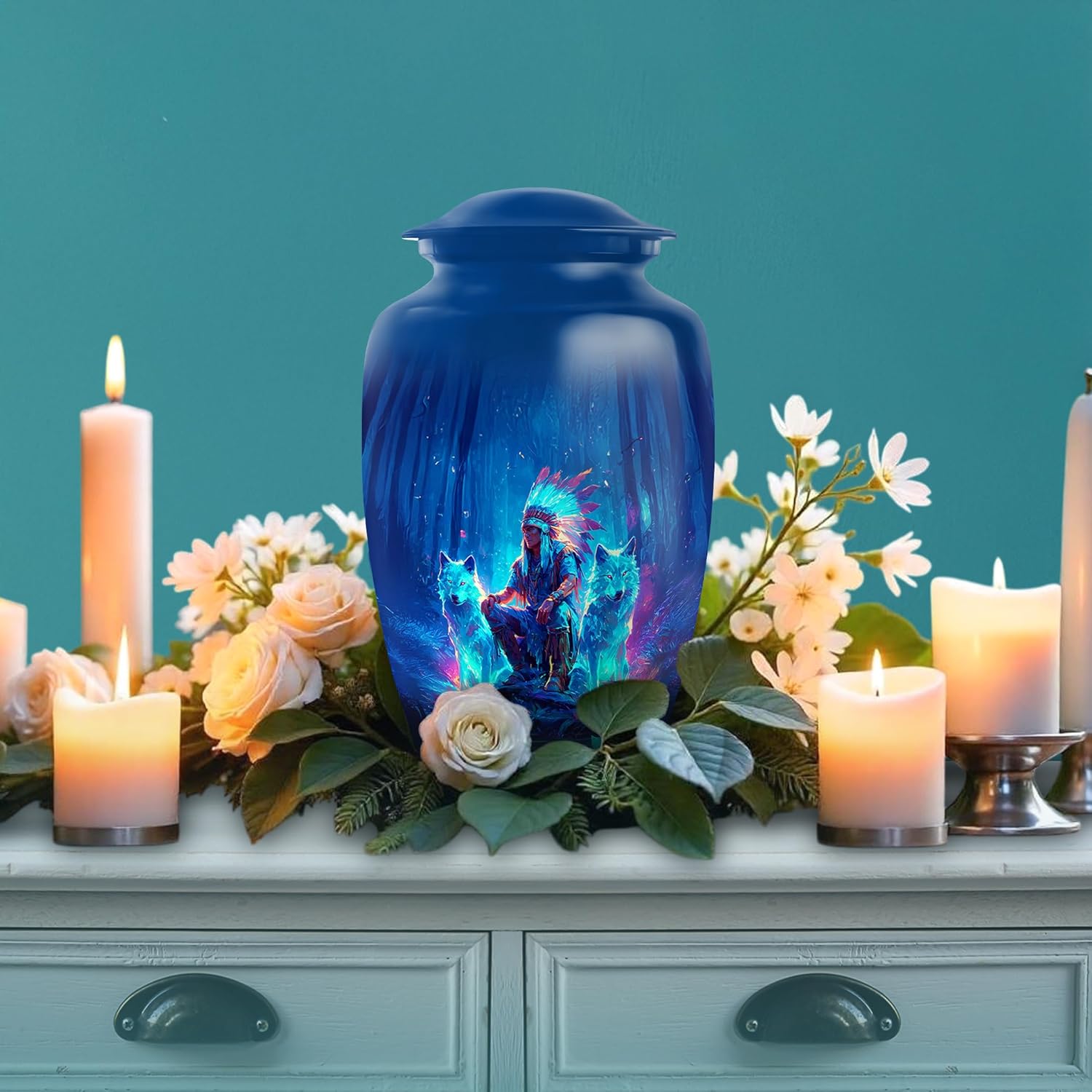 10 Inch Native American Style Urn for Human Ashes
