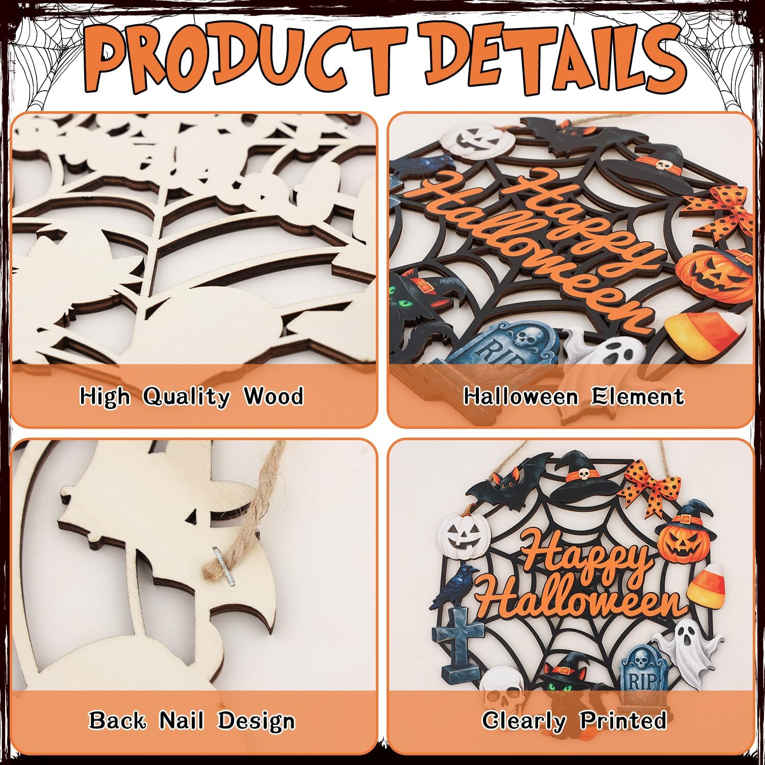 Halloween Wooden Ghost Door Wreath Sign