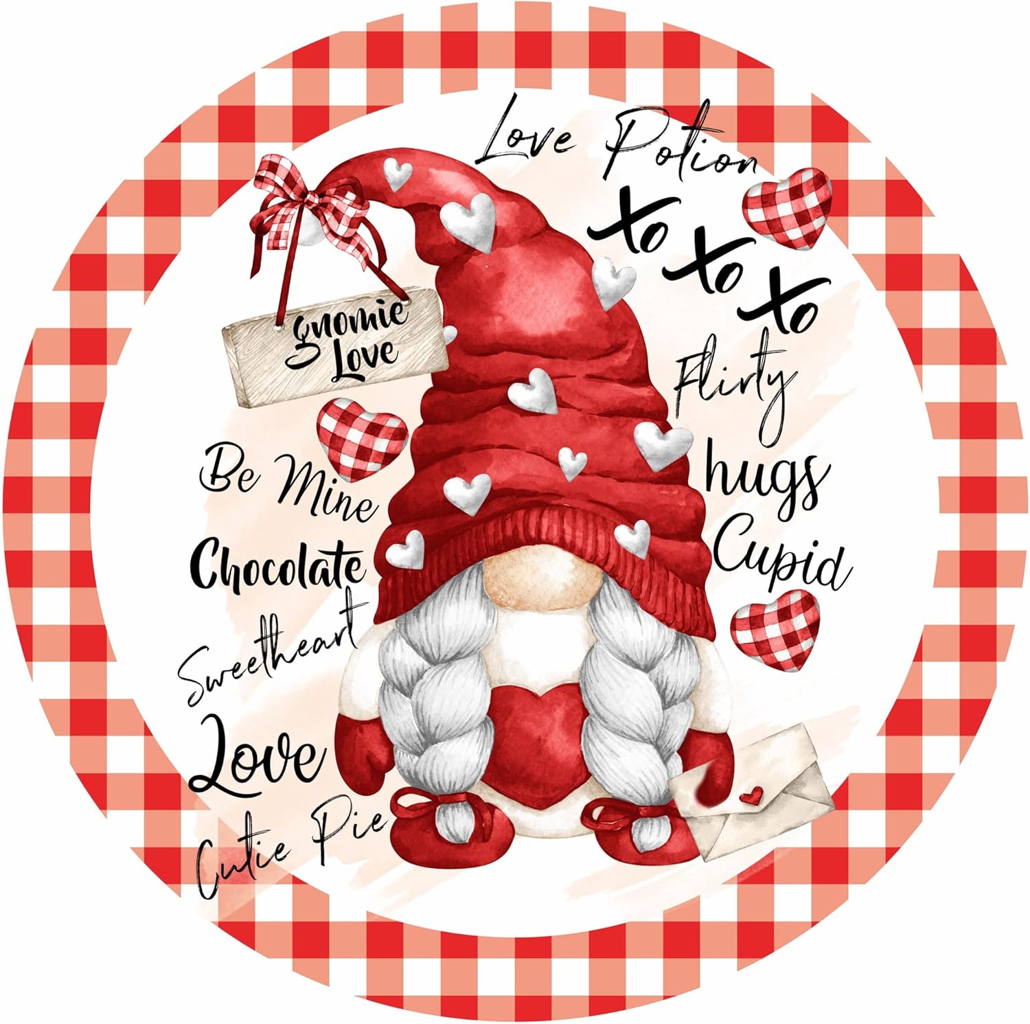 Wooden Valentine Sign Door Decor 5x5 Inch