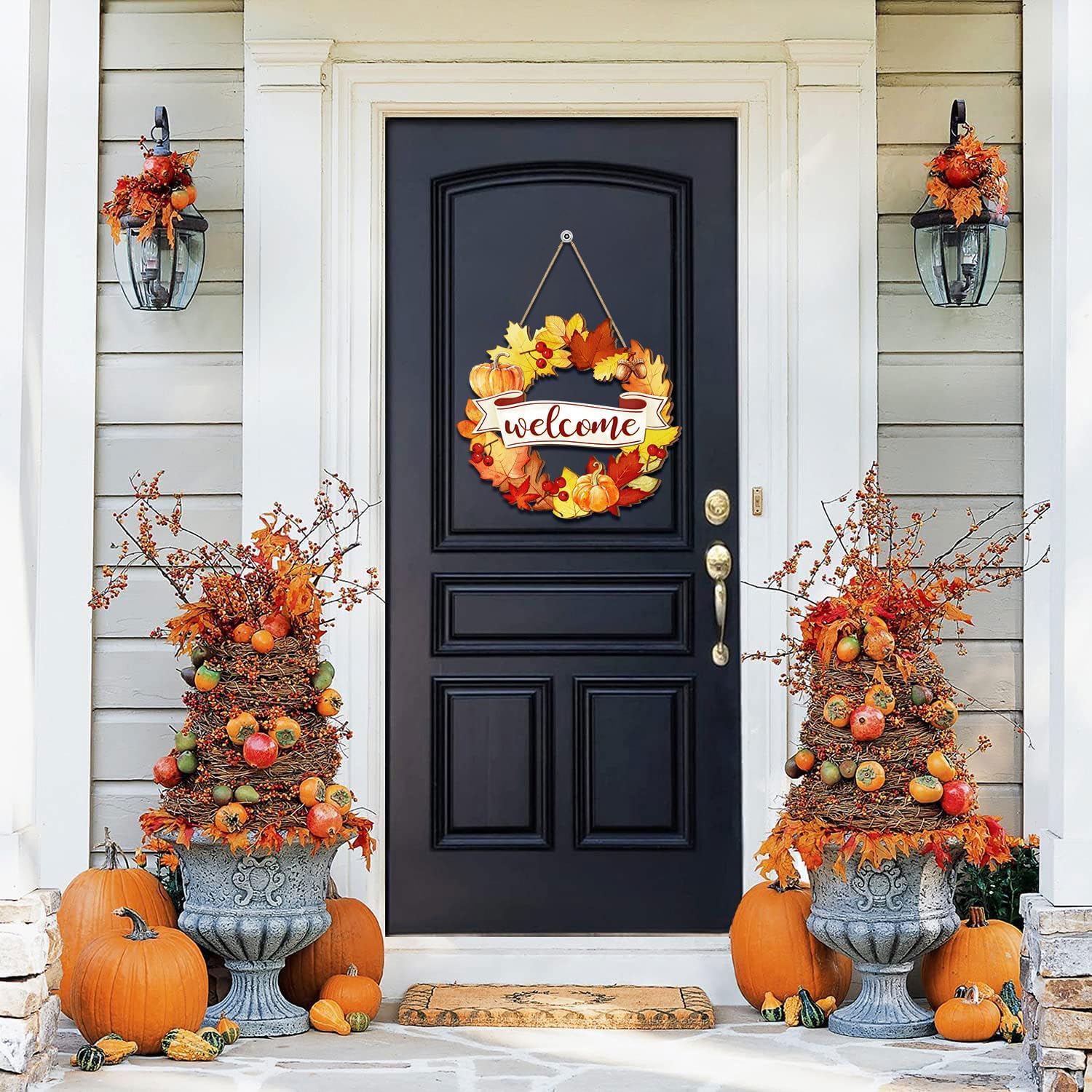 Fall Wood Wreath Front Door Sign Decor