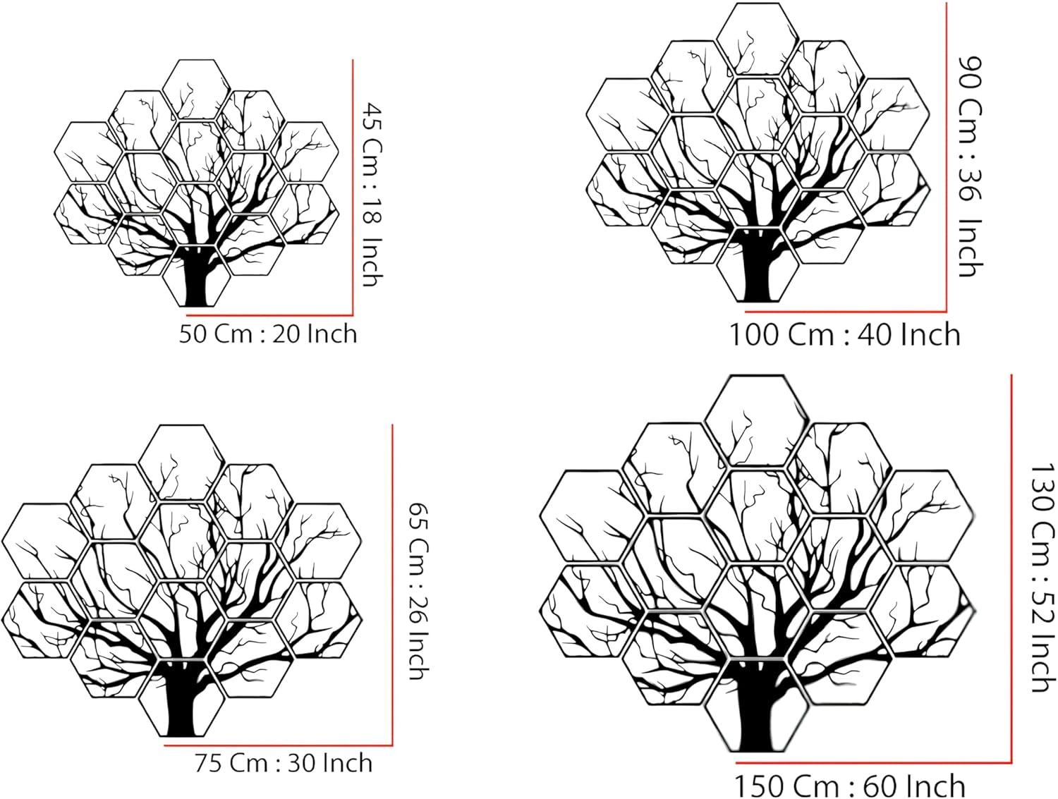 Hexagonal Tree Metal Wall Art XXL