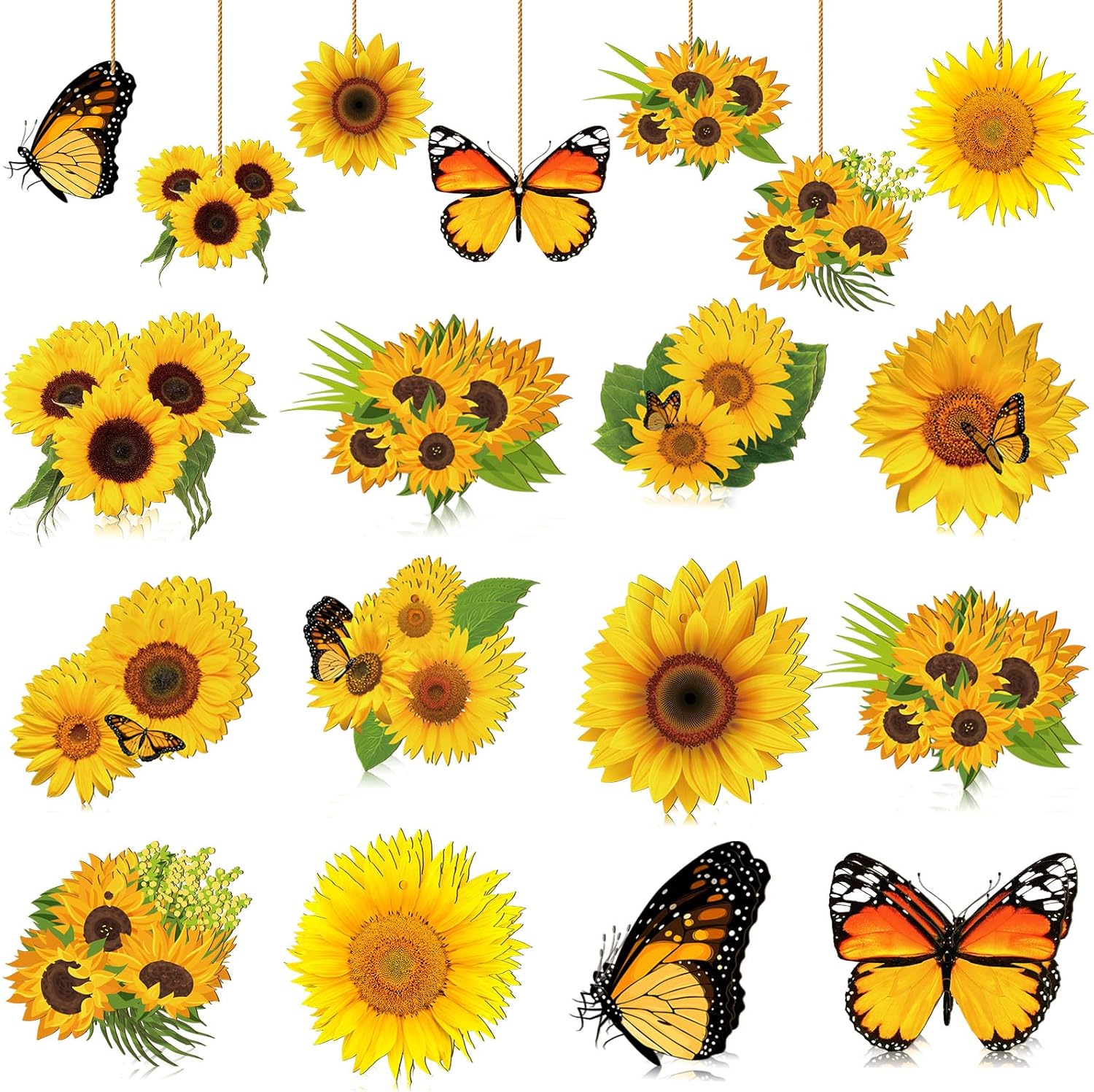 Qunclay 36 Pcs Summer Sunflower Tree Decorations