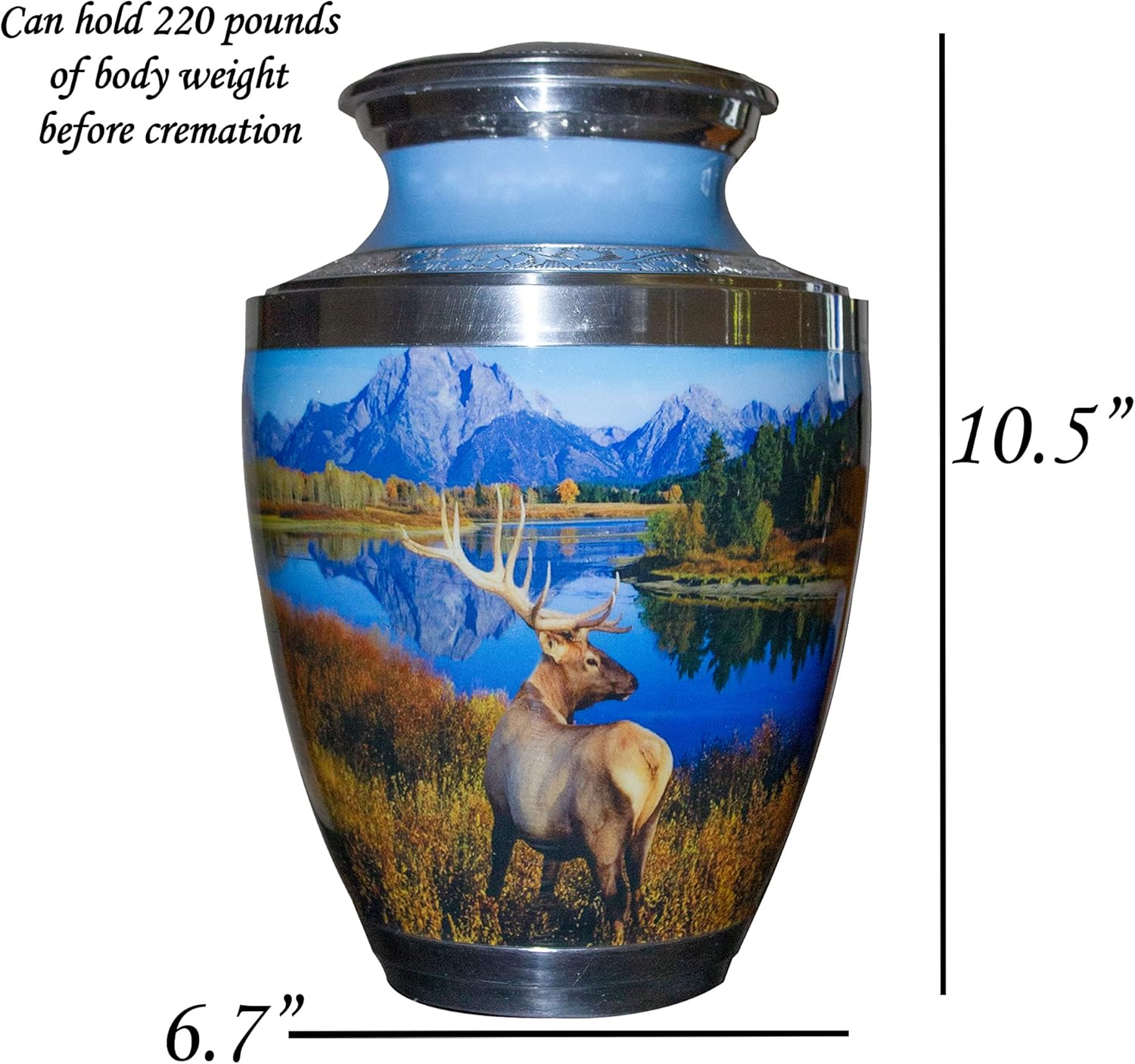 Personalized Large Funeral Urn with Velvet Bag and Keepsake