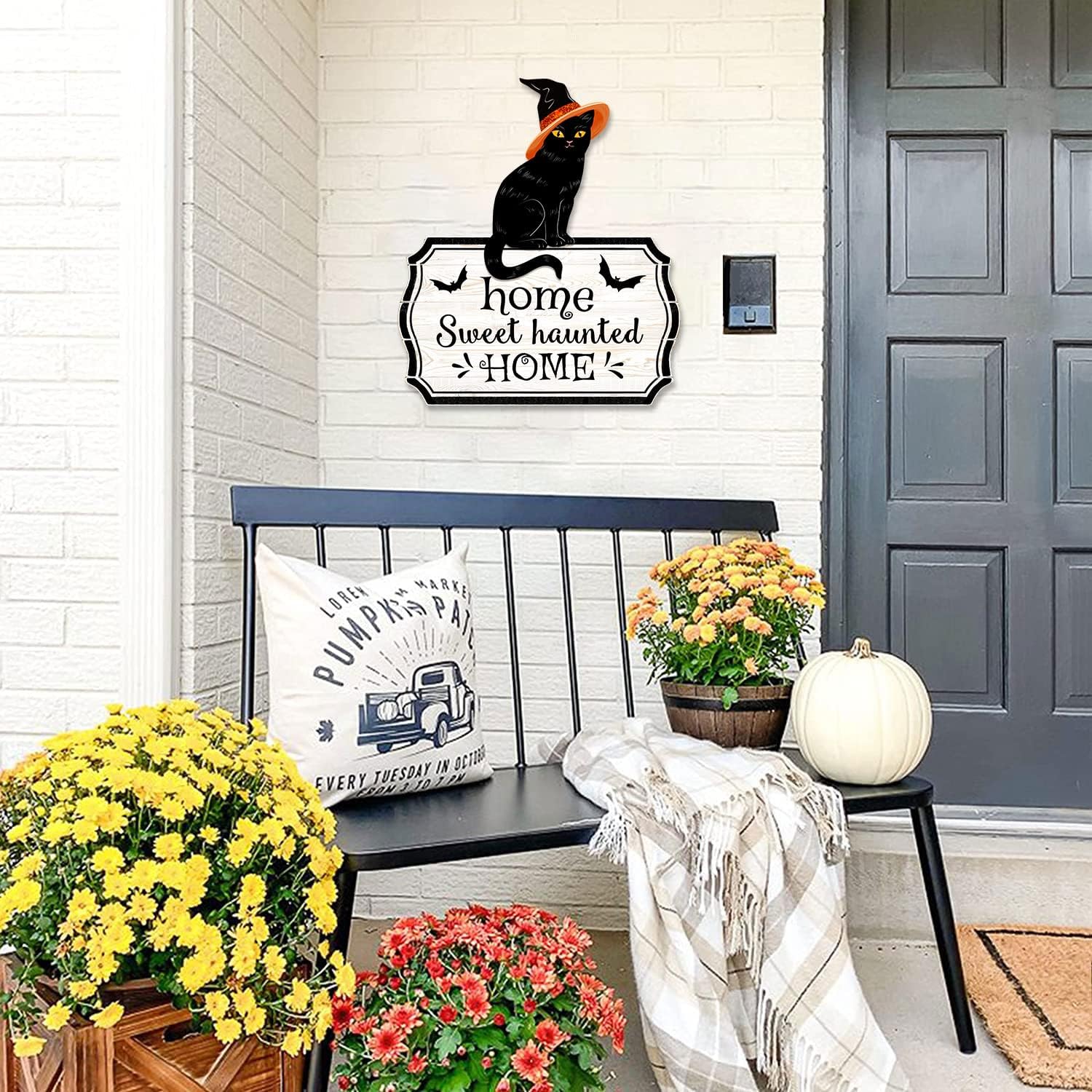 Halloween 3D Black Cat Door Hanger Decor Sign