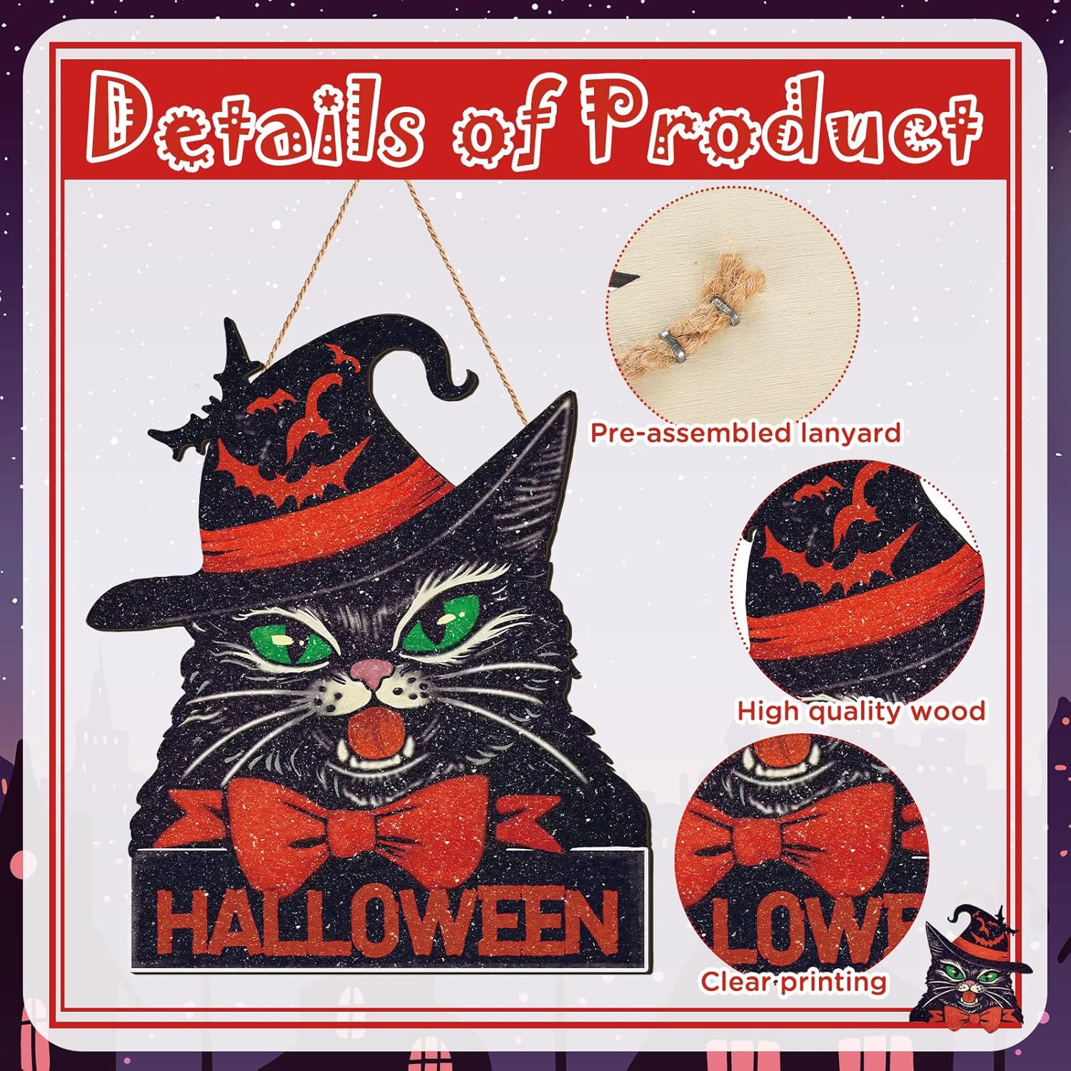 Boao Halloween Front Door Sign Wall Wreath