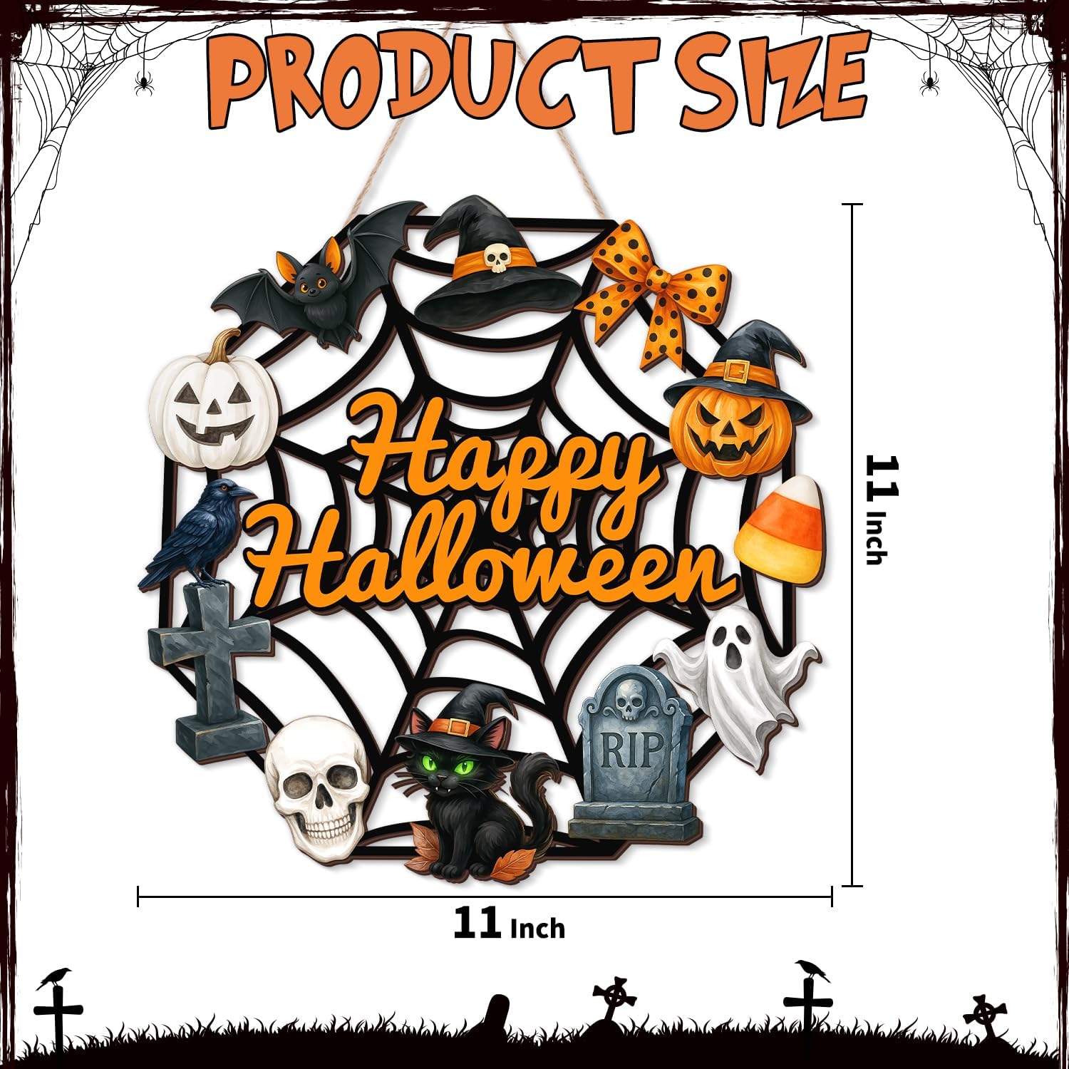 Halloween Wooden Ghost Door Wreath Sign