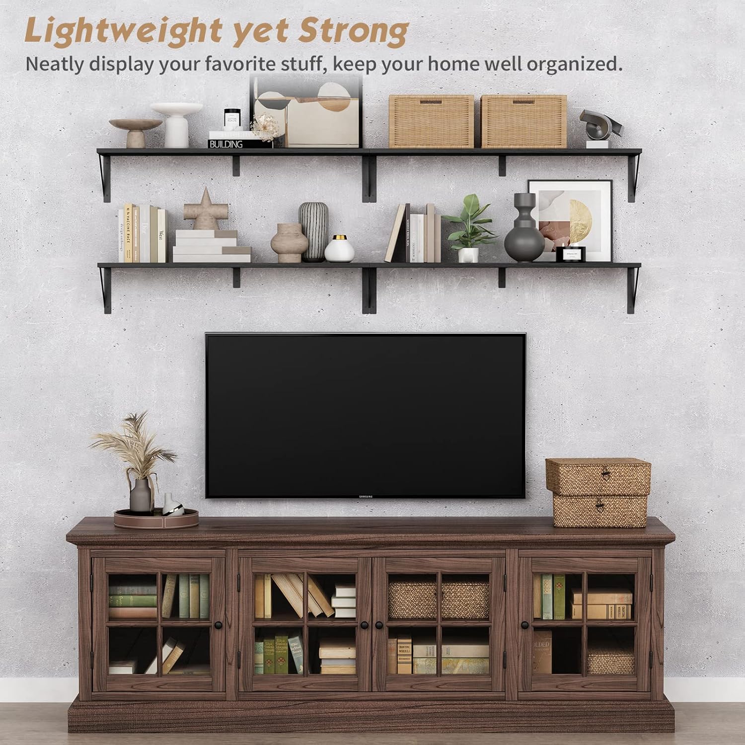 Forbena 36 Inch Floating Shelf Set of 3 Black