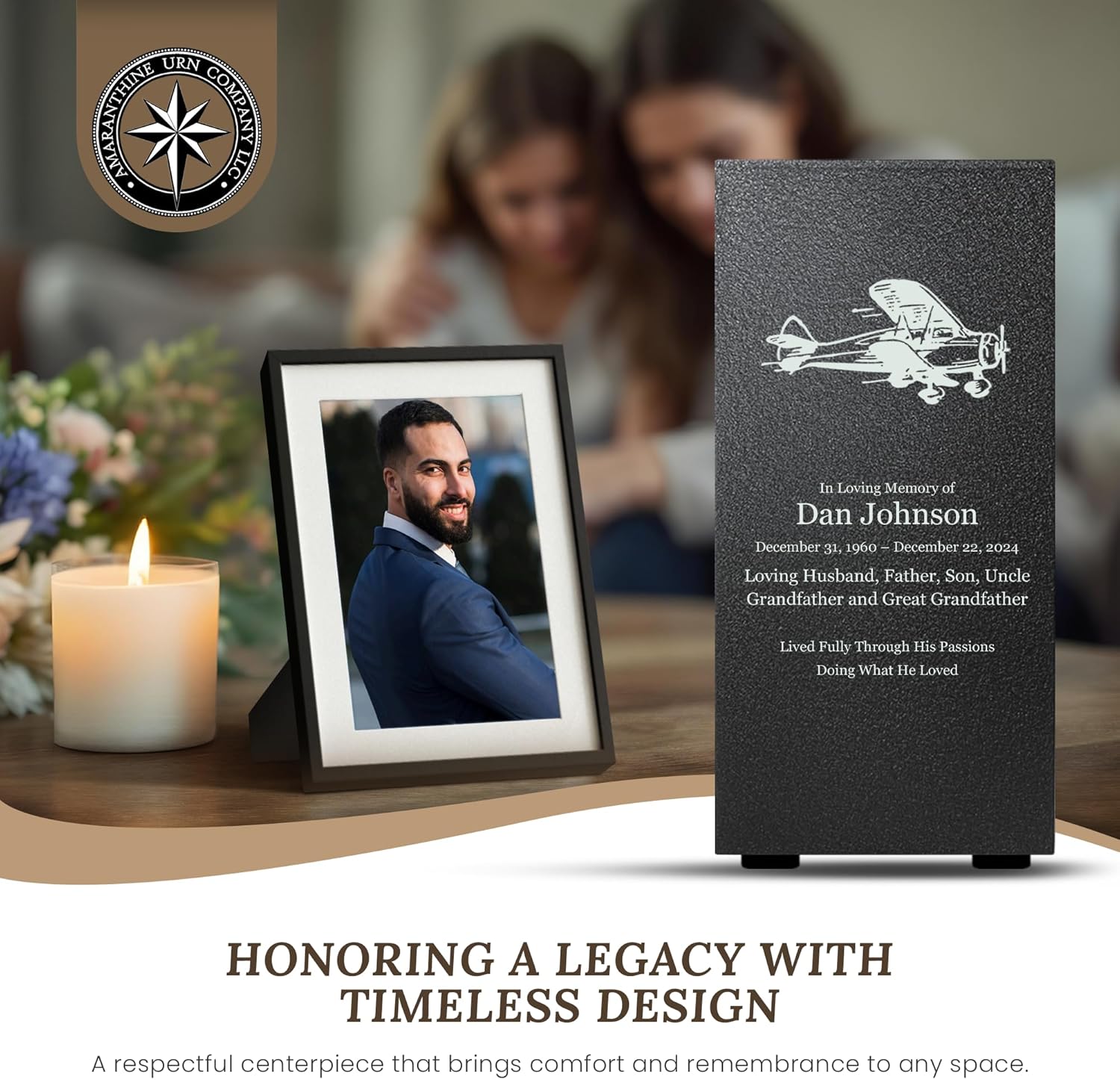 Elegant Customizable Cremation Urn for Human Ashes - Airplane Pilot