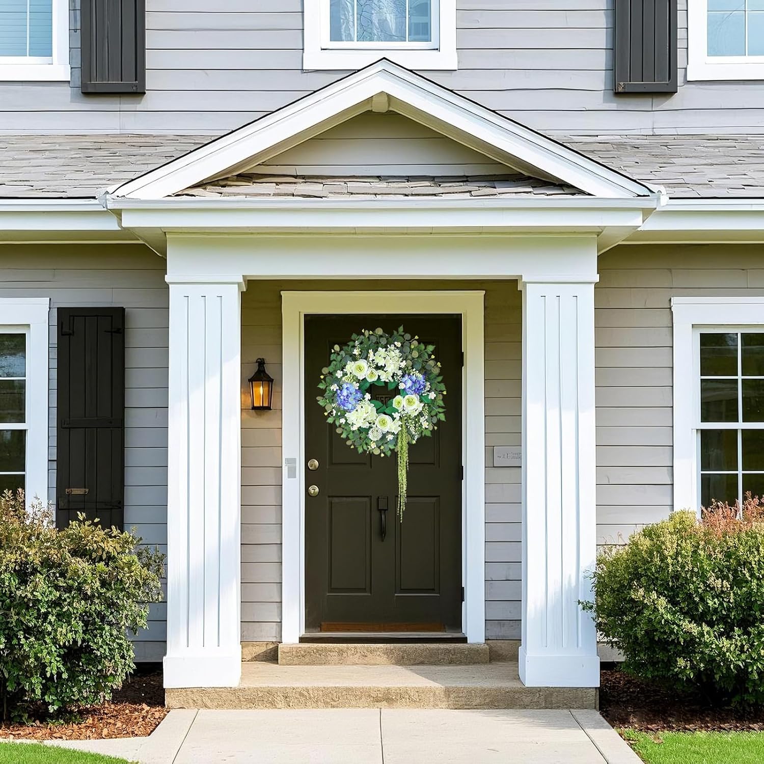 26 Inch Hydrangea Eucalyptus Wreath for Front Door