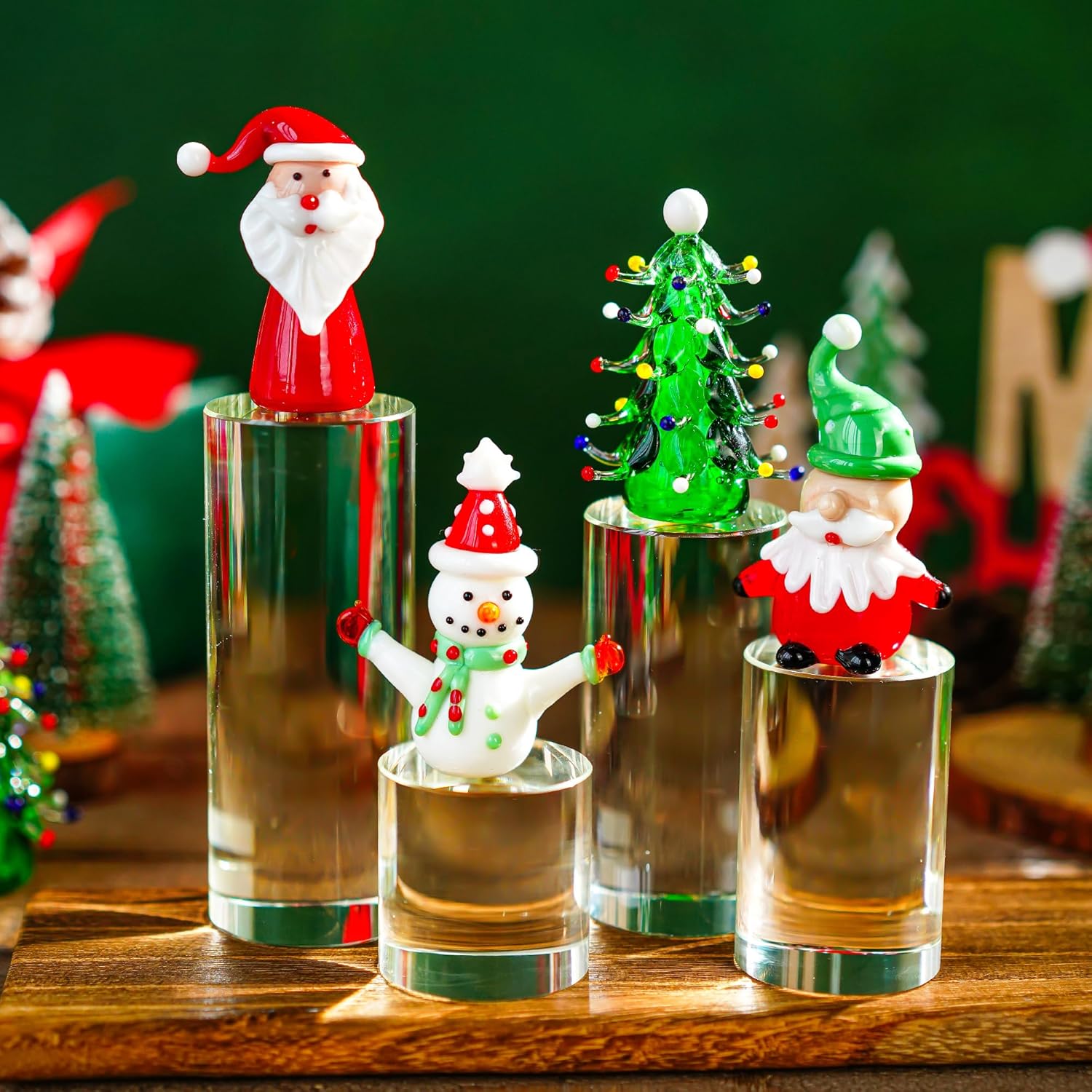 ZEERSHEE 4-Pack Clear Glass Cylinder Display Risers