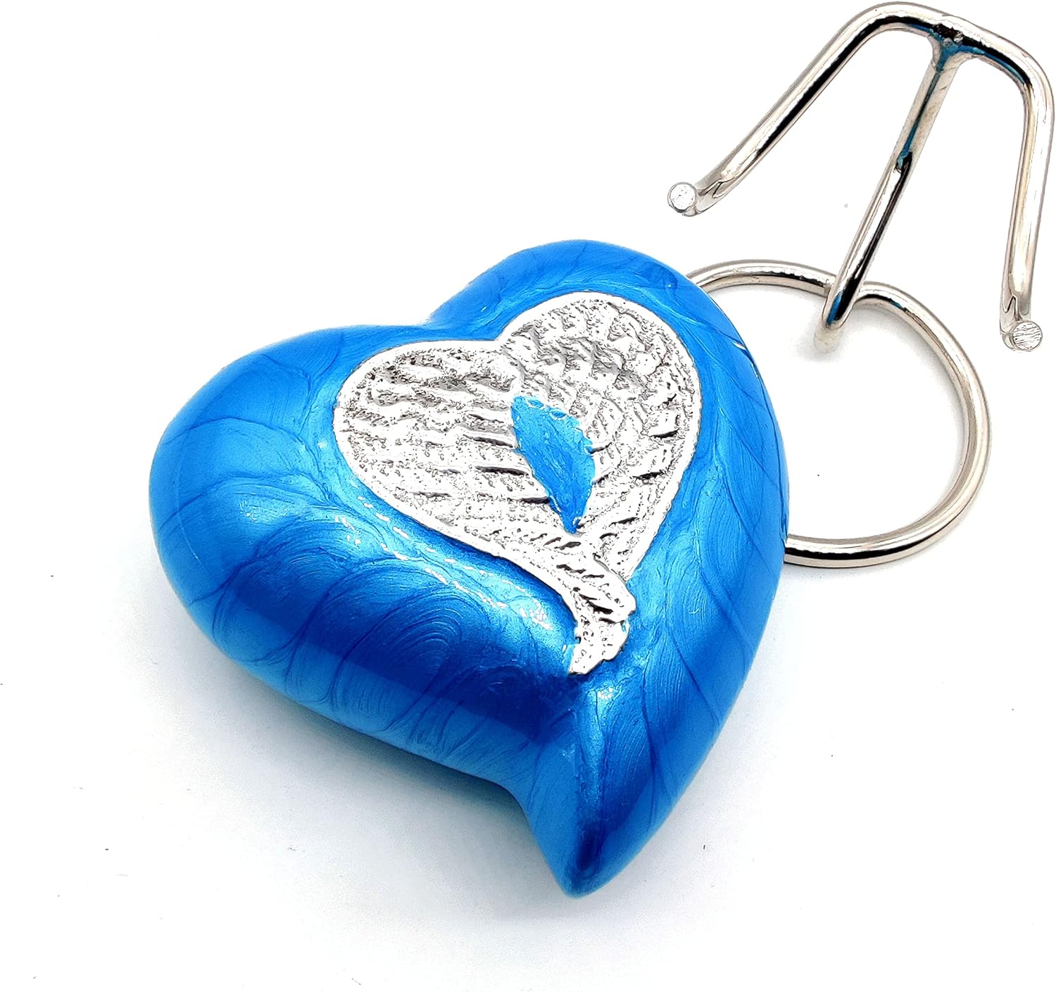 Handcrafted Heart Urn with Angel Wings for Human Ashes